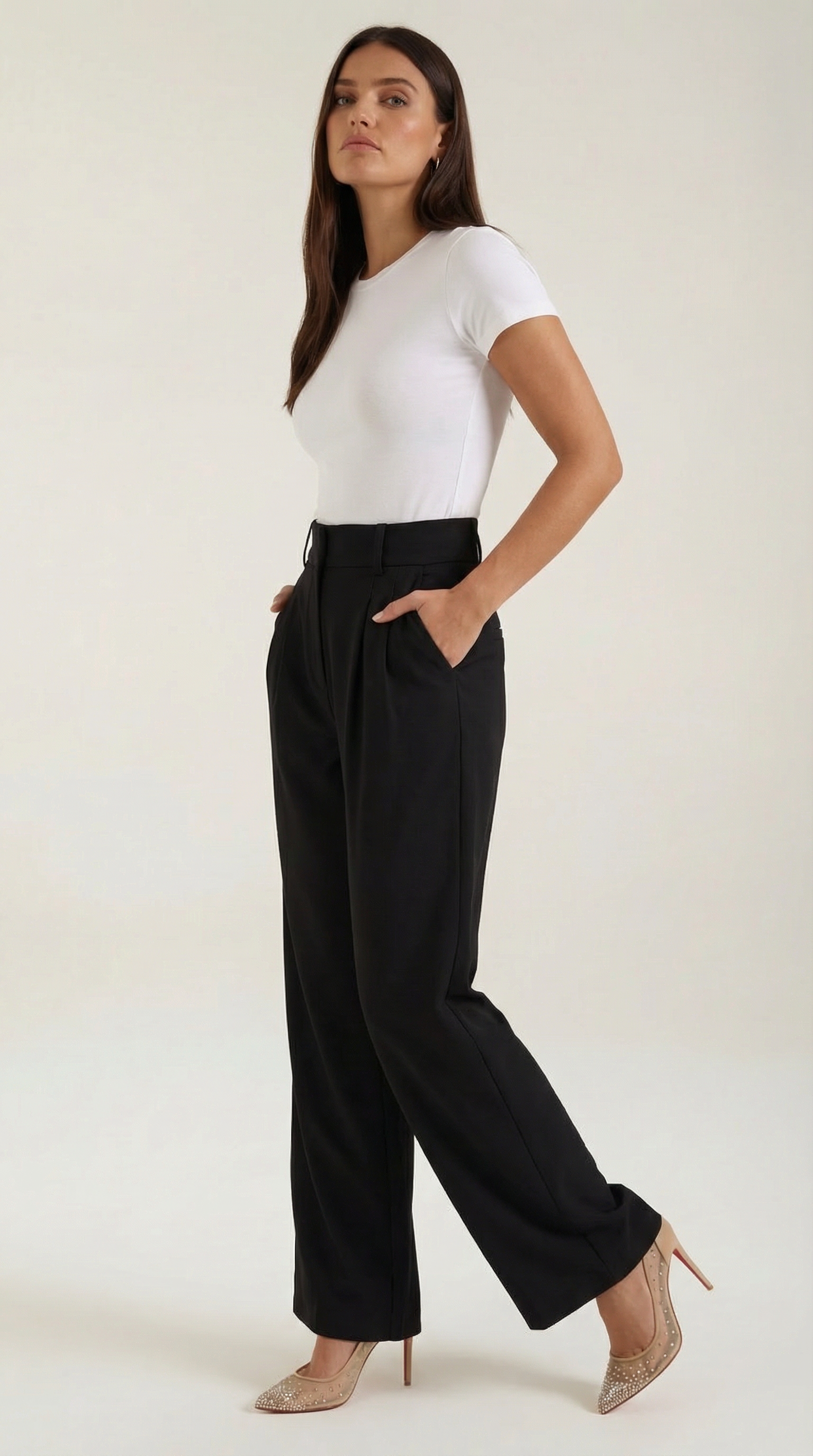 Emma Women's Pleated High Waist Wide-Leg Trousers