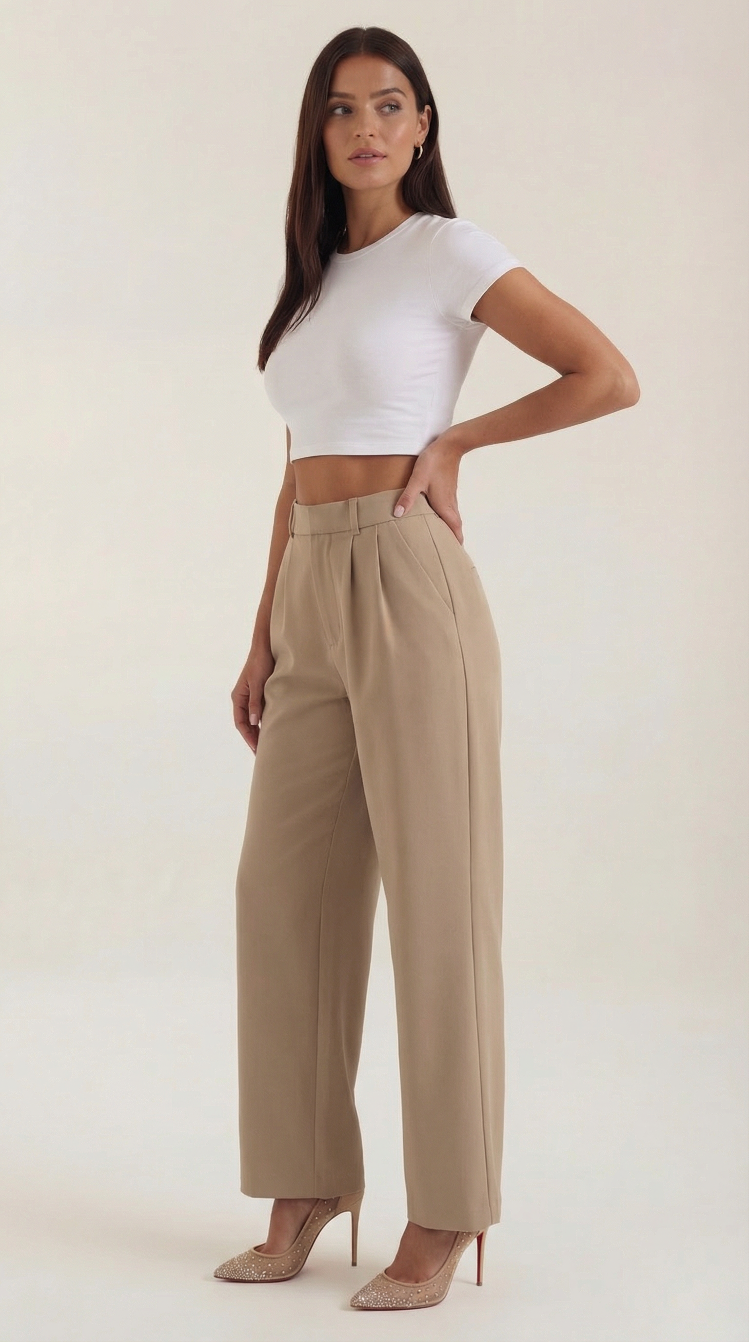 Emma Women's Pleated High Waist Wide-Leg Trousers