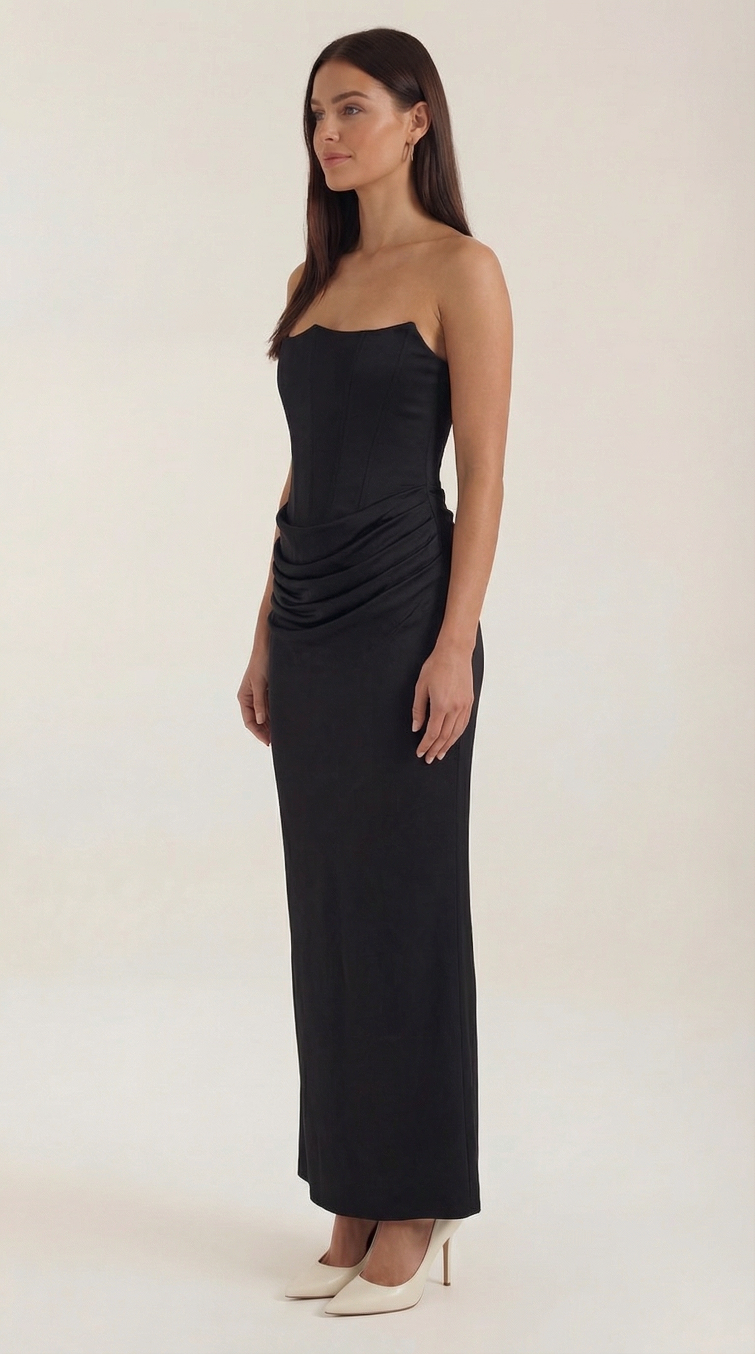 Fiorella Women's Strapless Ruched Corset Maxi Dress