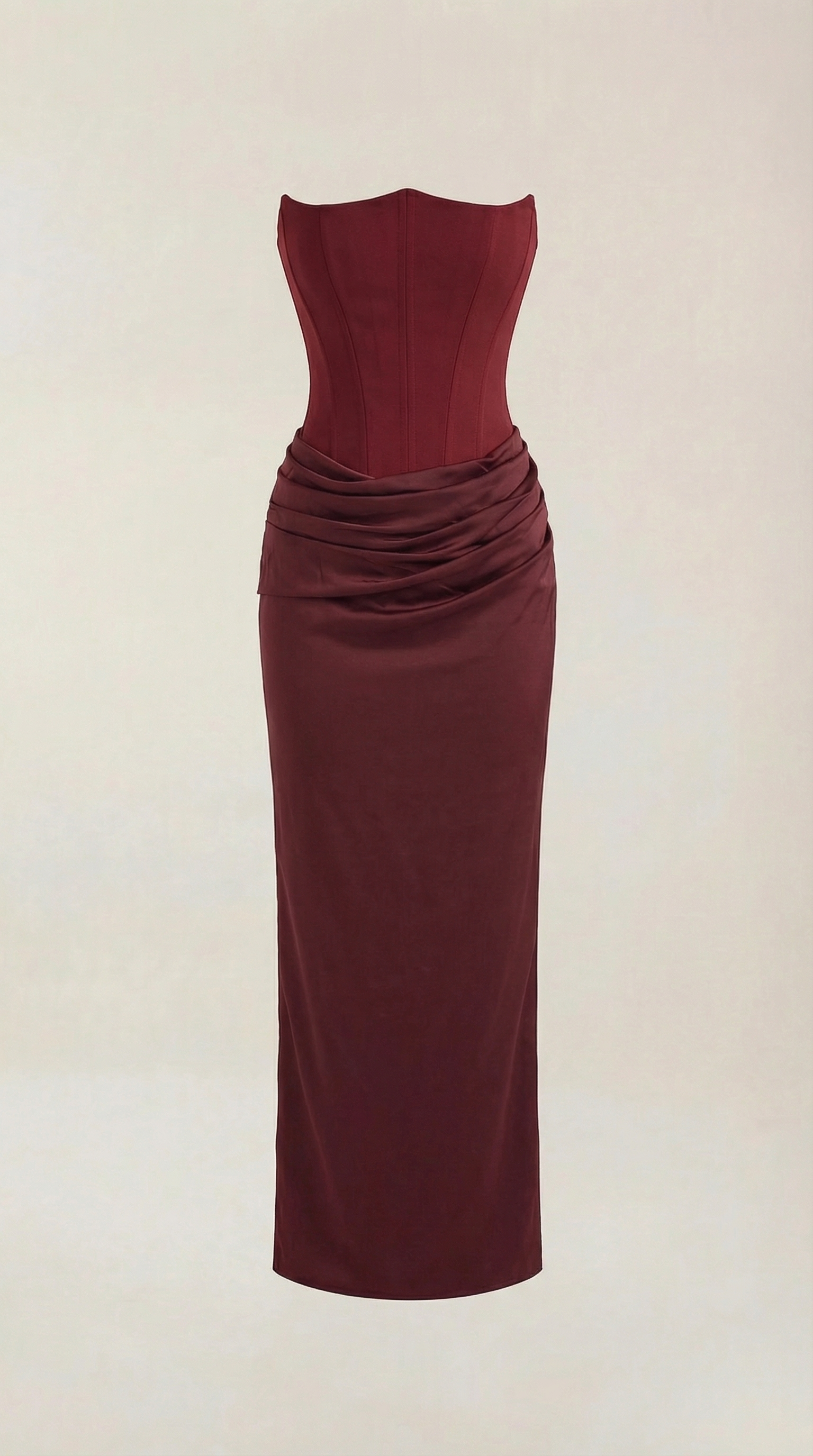 Fiorella Women's Strapless Ruched Corset Maxi Dress