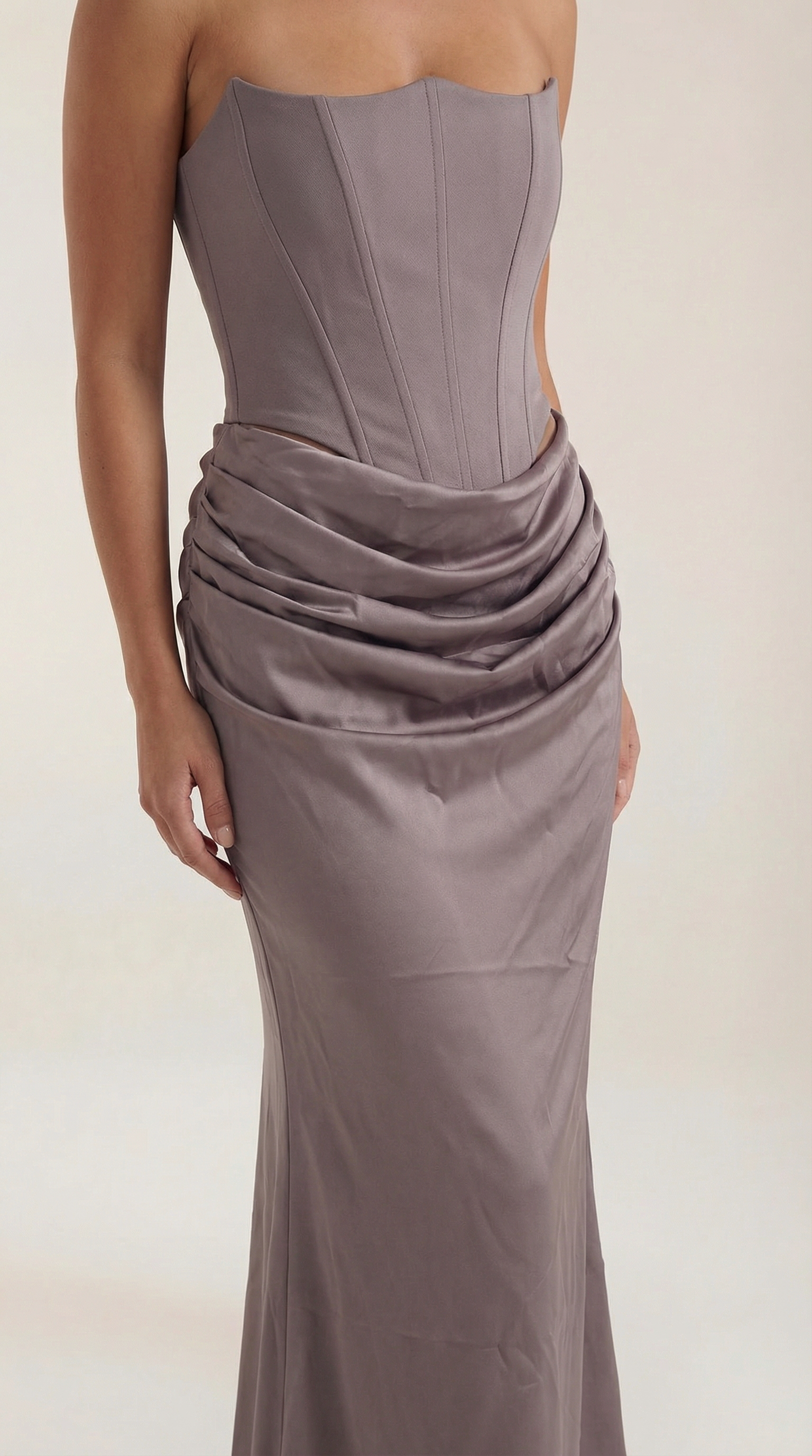 Fiorella Women's Strapless Ruched Corset Maxi Dress