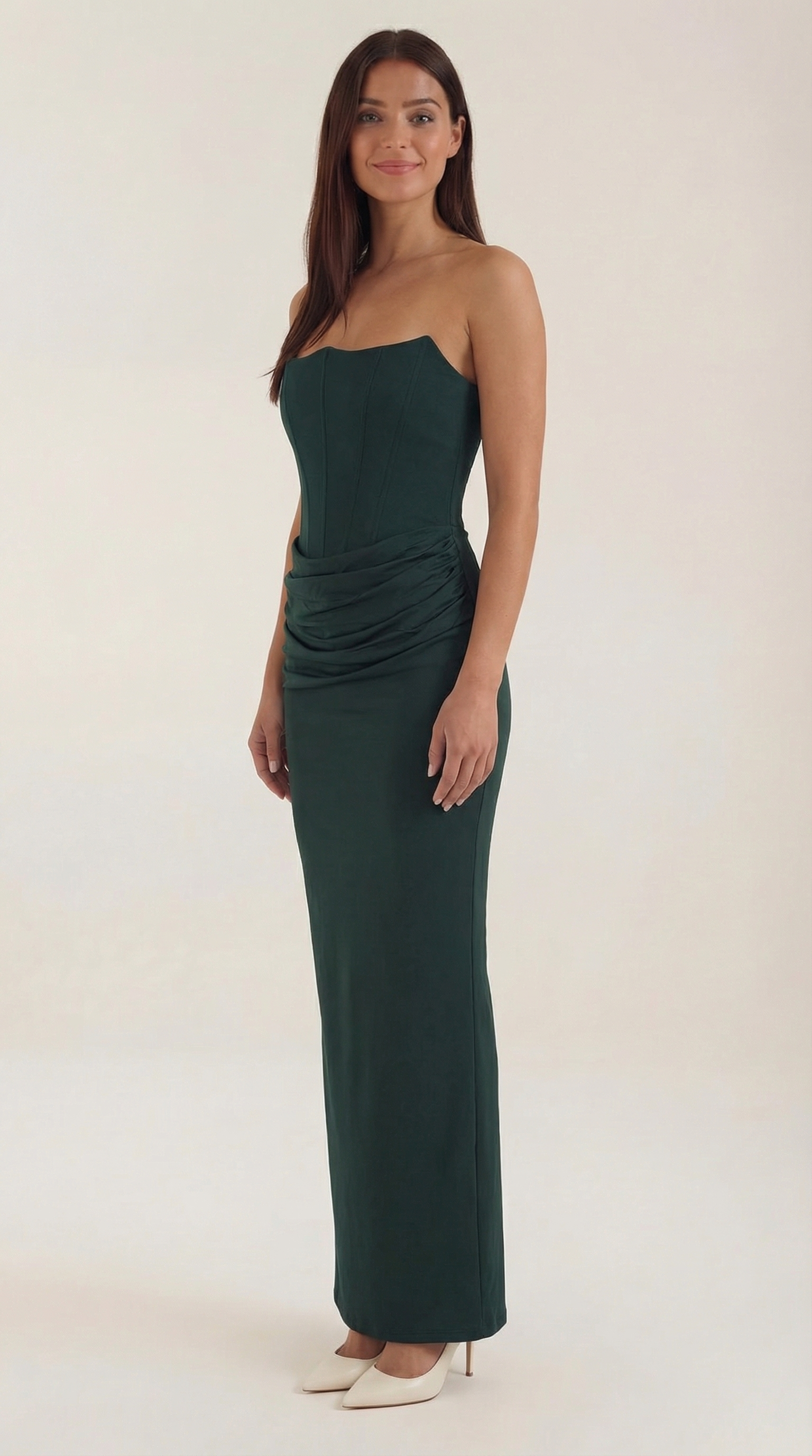 Fiorella Women's Strapless Ruched Corset Maxi Dress