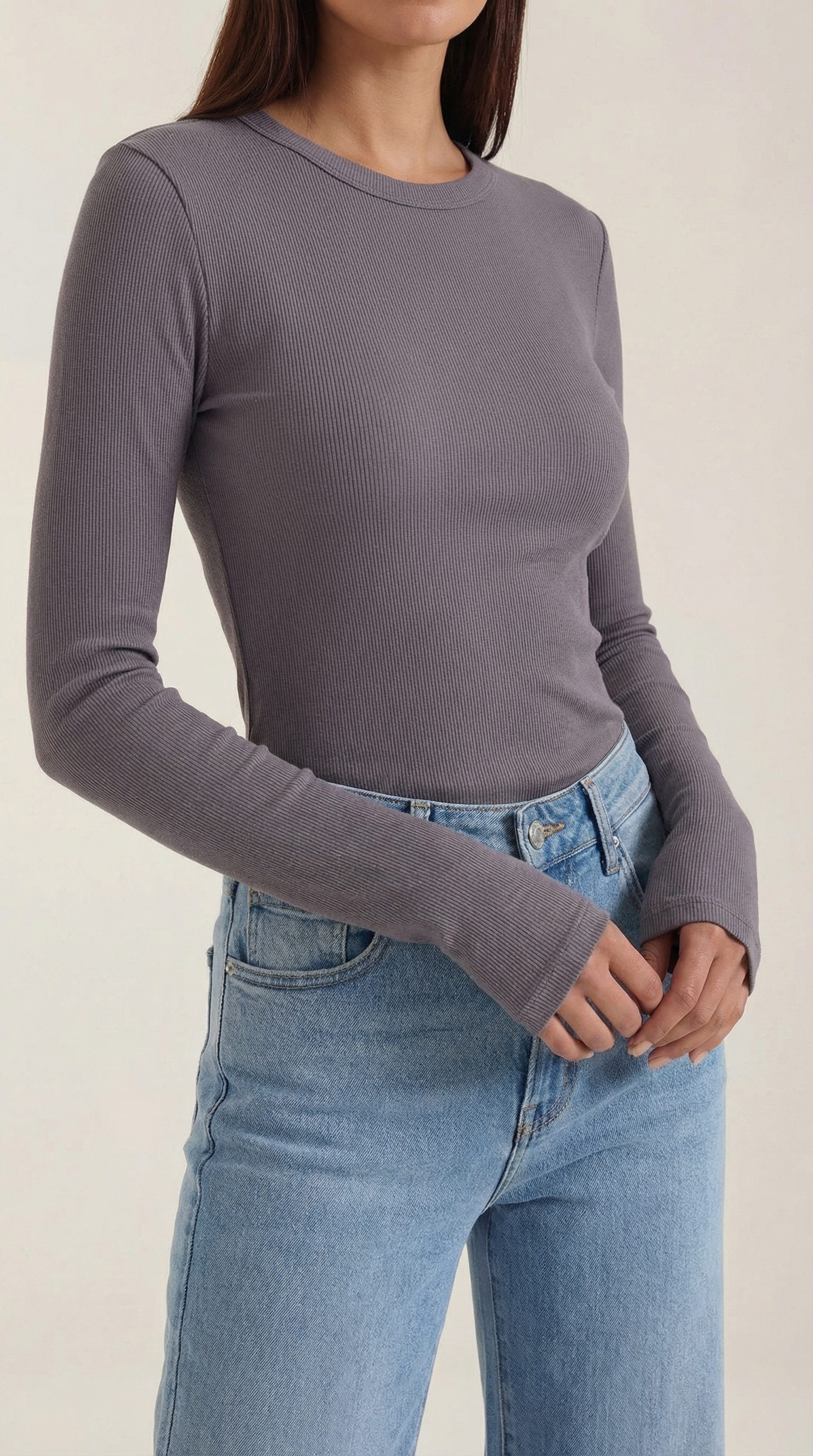 Freya Women's Crew Neck Ribbed Long Sleeve Top