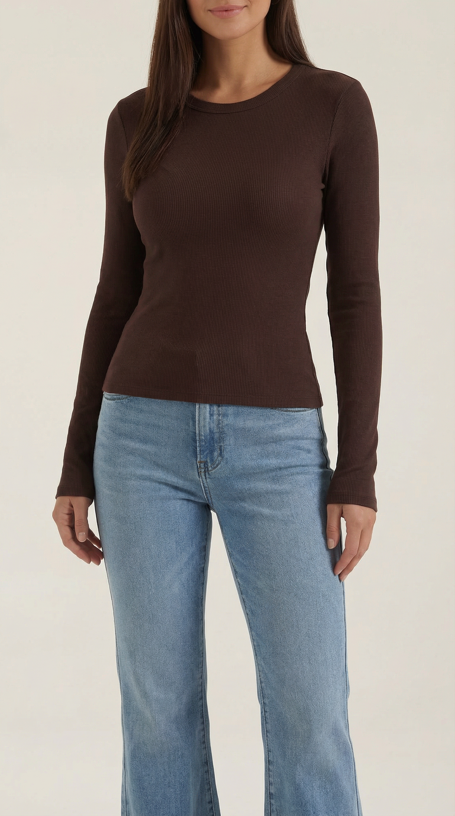 Freya Women's Crew Neck Ribbed Long Sleeve Top