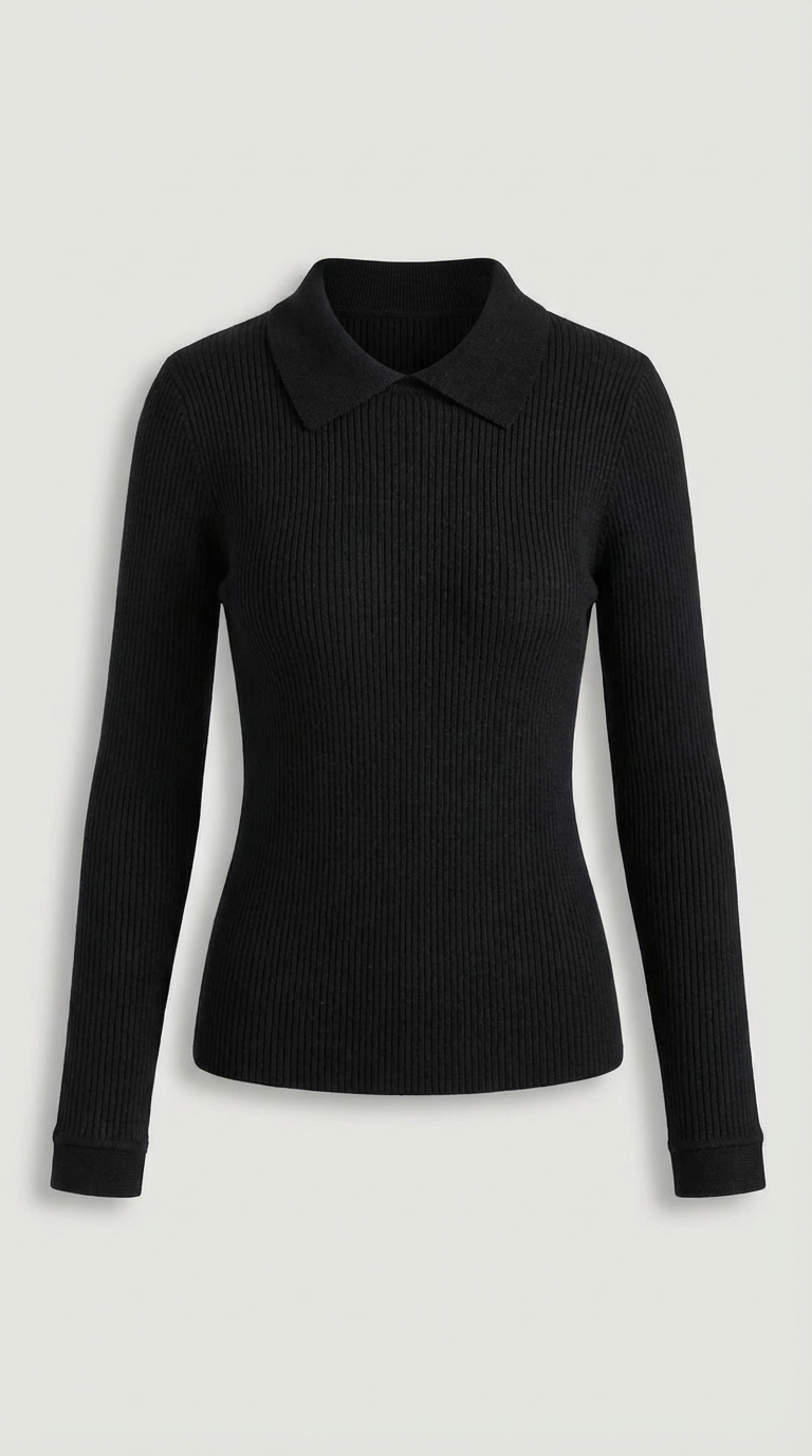 Gail Women's Collared Long Sleeve Wool-Look Top