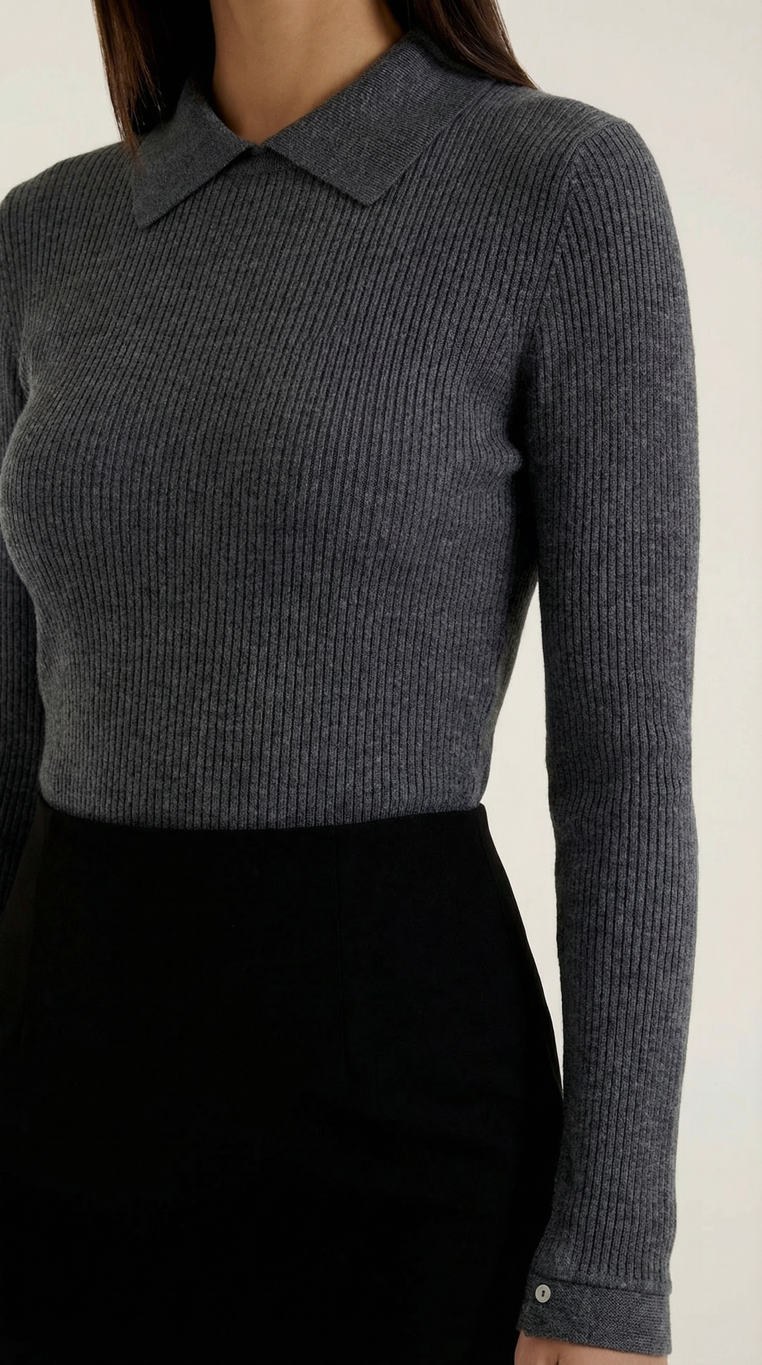 Gail Women's Collared Long Sleeve Wool-Look Top