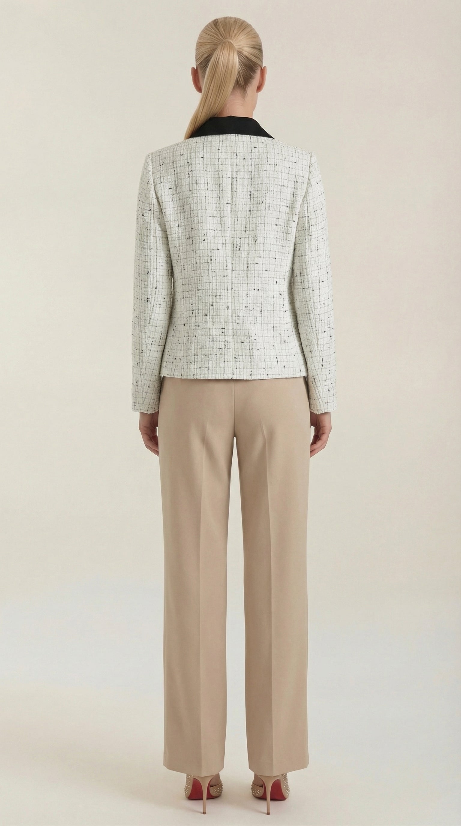 Heidi Women's Contrast Collar Button Tweed Jacket