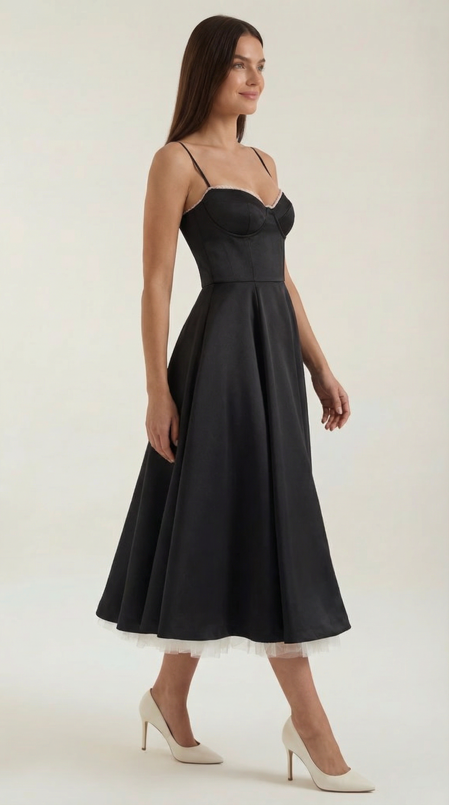 Isolde Women's Sweetheart Tulle Midi Dress with Pockets