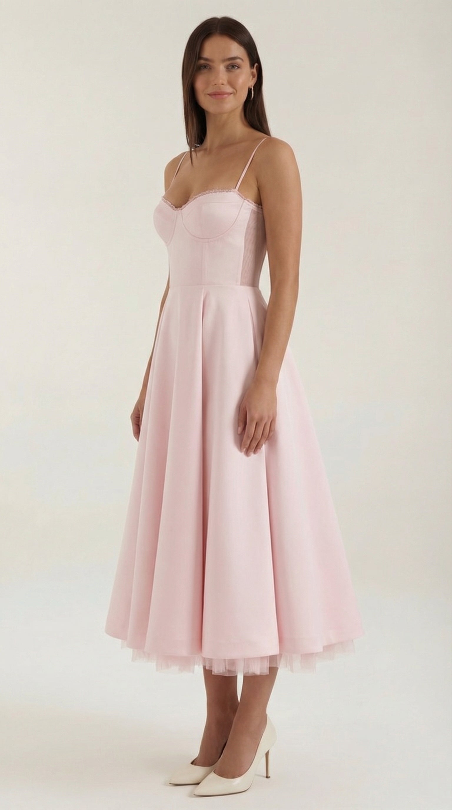 Isolde Women's Sweetheart Tulle Midi Dress with Pockets