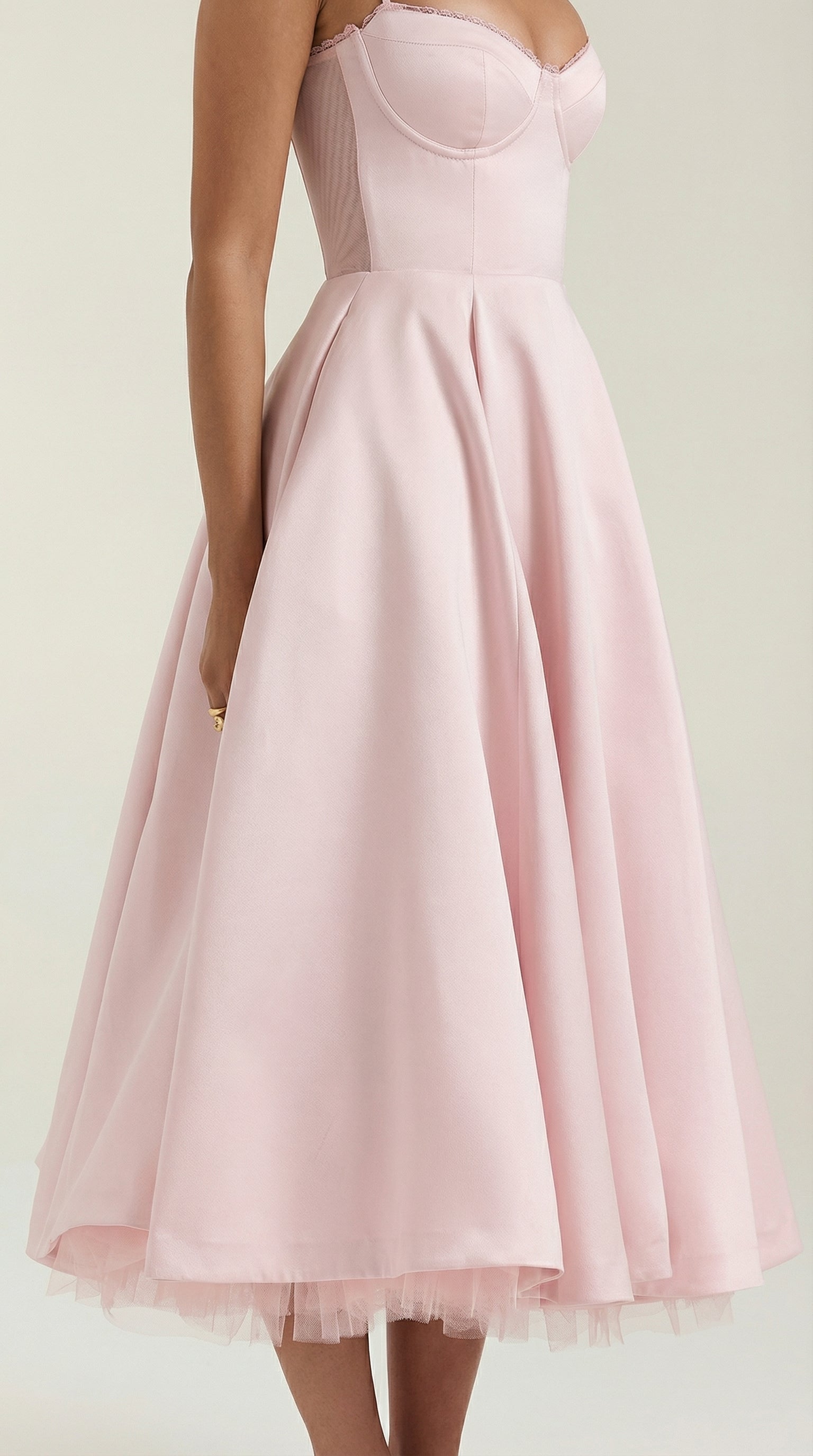 Isolde Women's Sweetheart Tulle Midi Dress with Pockets