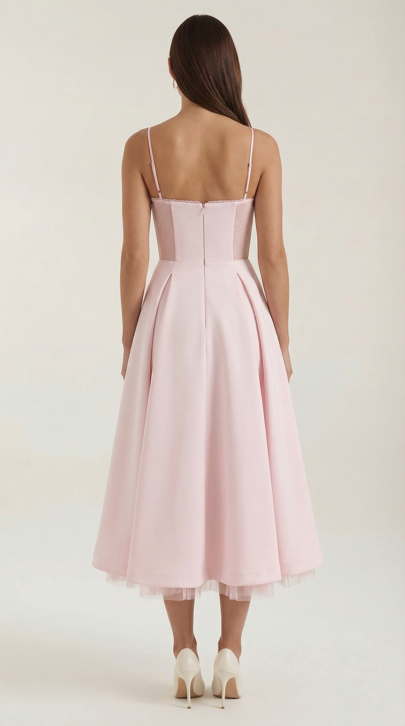 Isolde Women's Sweetheart Tulle Midi Dress with Pockets
