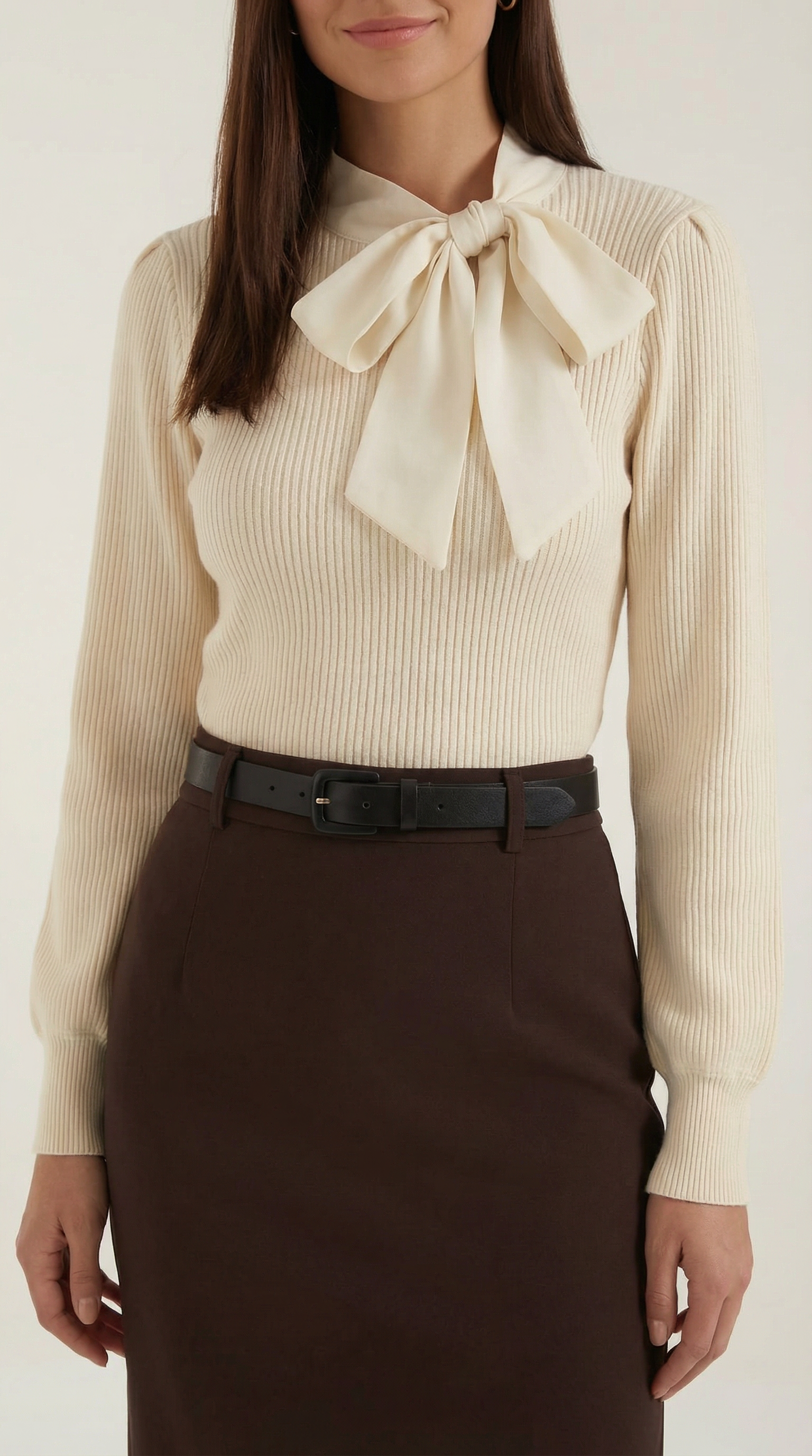 Jacqueline Women's Bow Tie Neck Knitted Jumper
