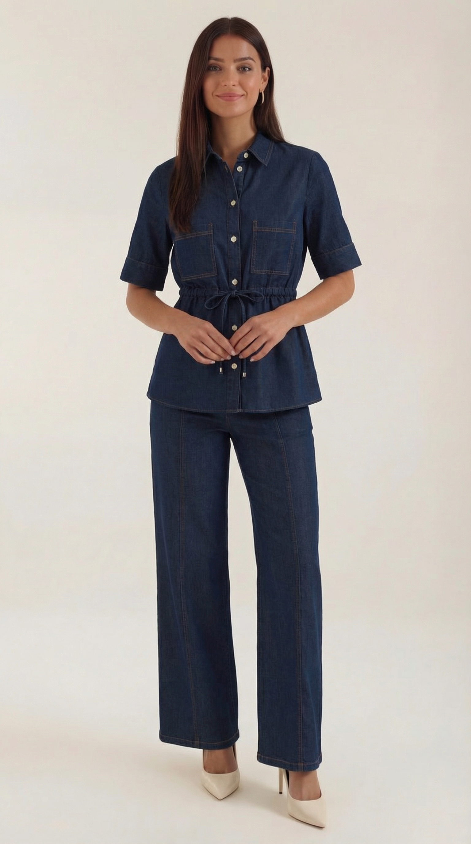 Jade Women's High Rise Wide-Leg Denim Trousers - Blue