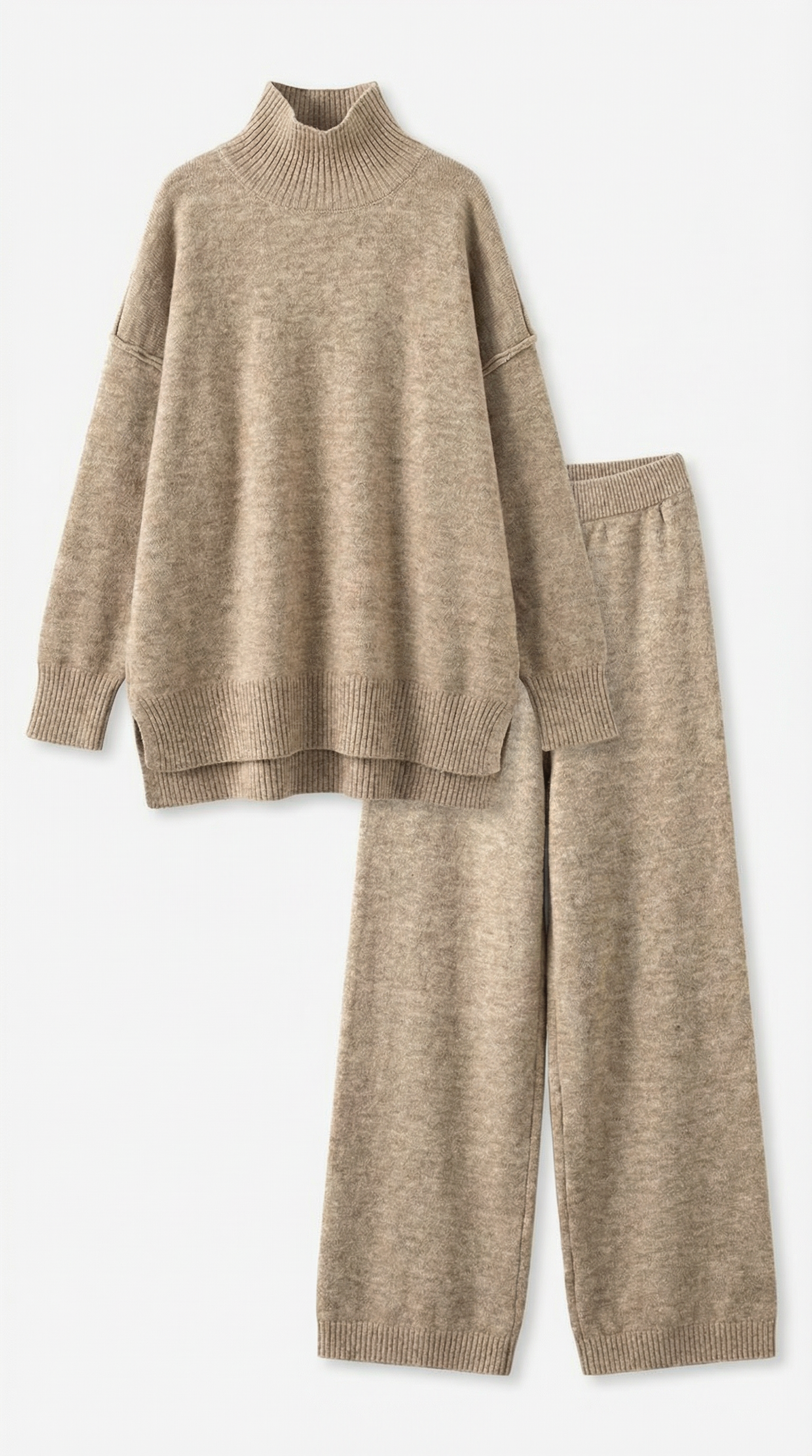Jean Women's Knit Turtleneck Jumper and Trousers Set