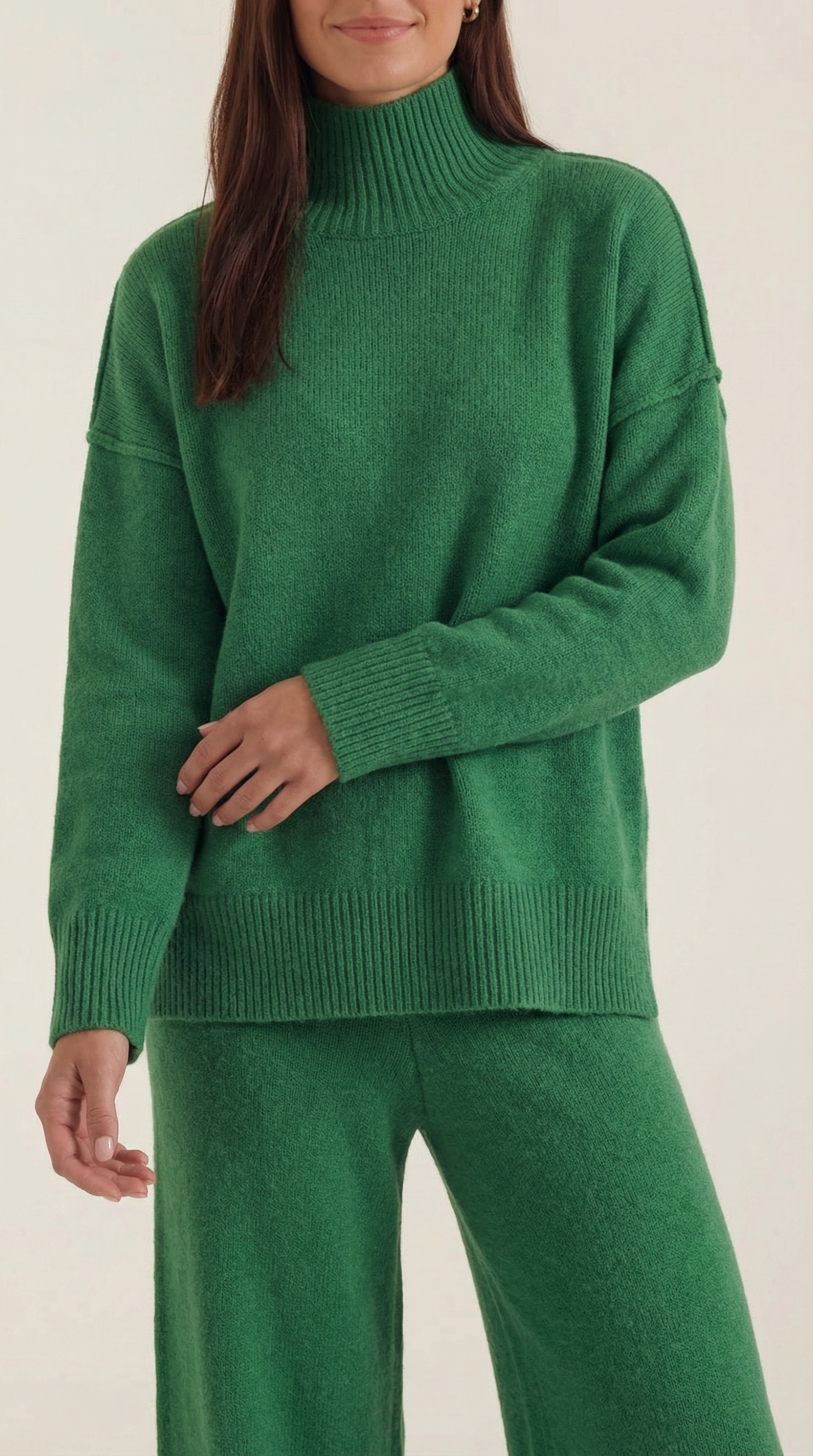 Jean Women's Knit Turtleneck Jumper and Trousers Set