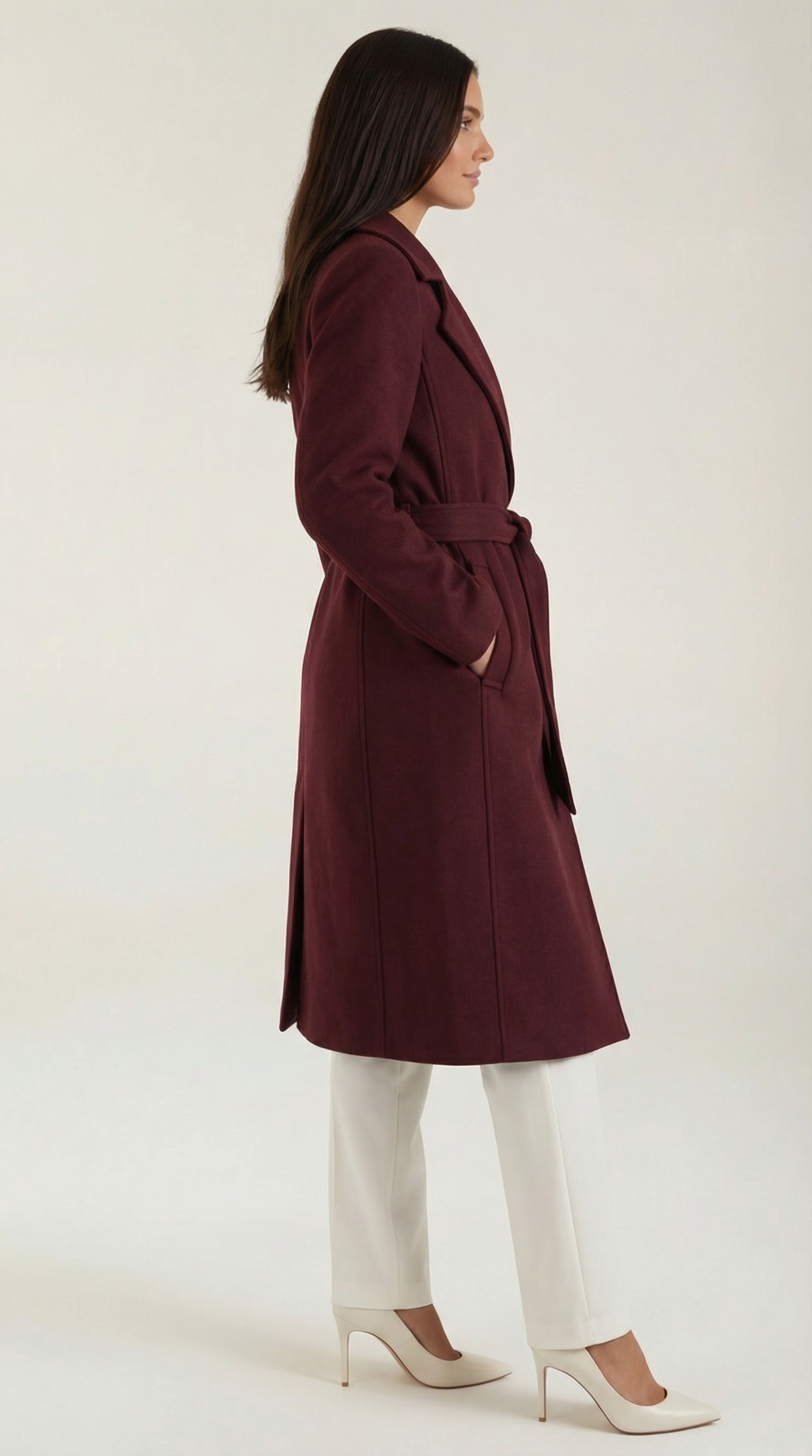 Joyce Women's Belted Wool-Look Longline Wrap Coat