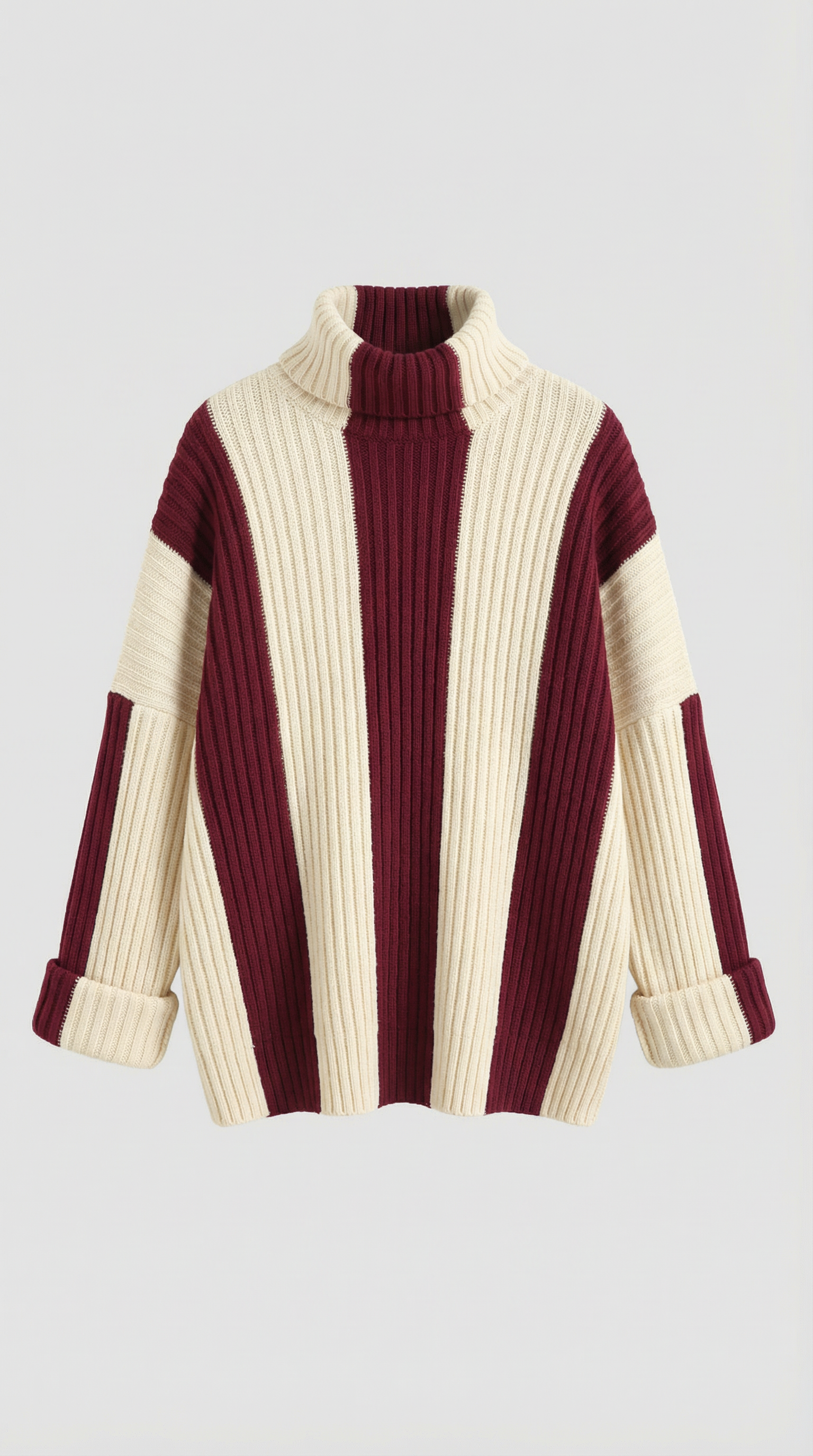 June Women's Oversized Stripe Roll Neck Jumper