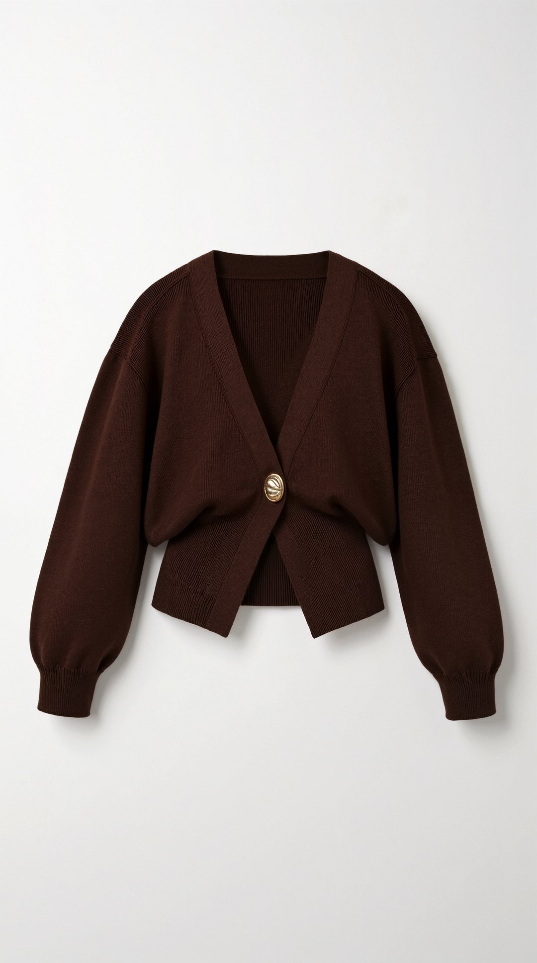 Kathleen Women's Deep V-Neck Knitted Jumper with Gold Button