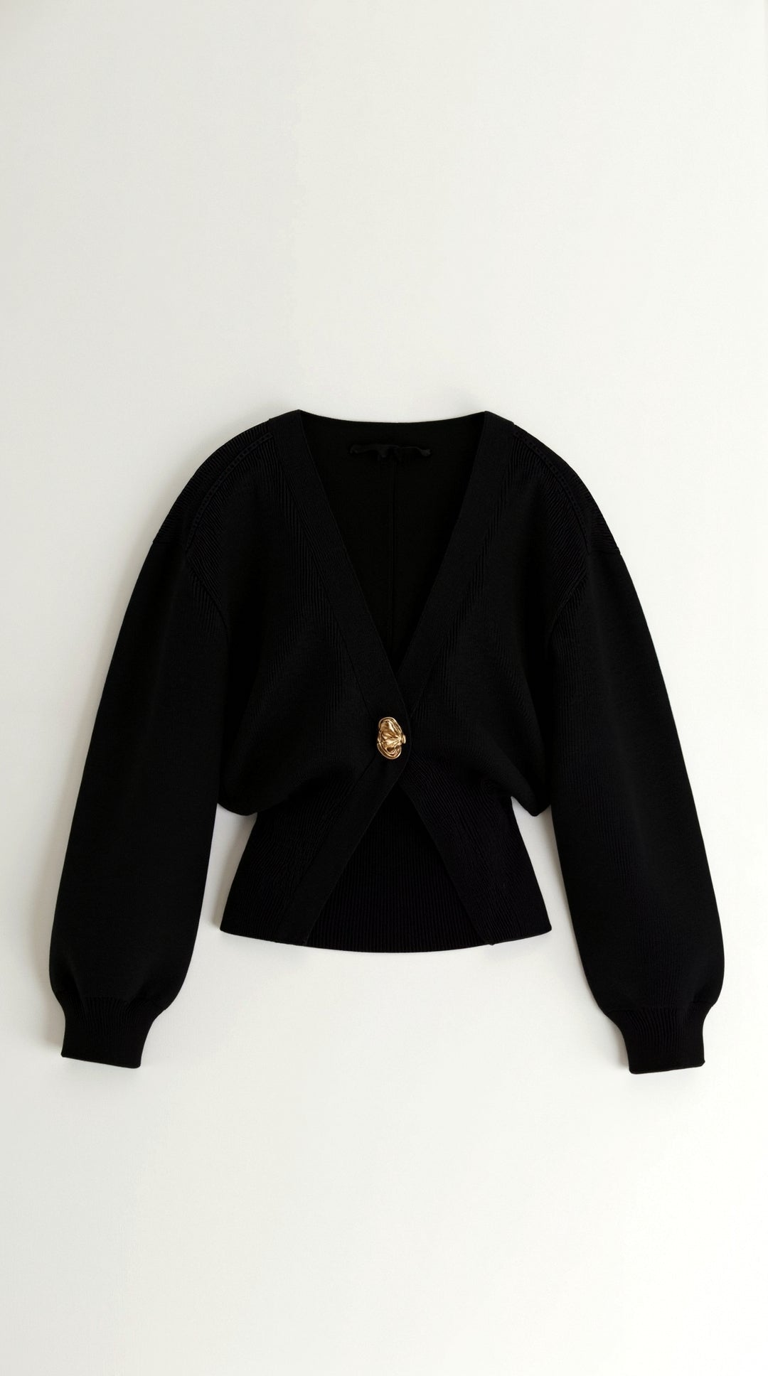 Kathleen Women's Deep V-Neck Knitted Jumper with Gold Button