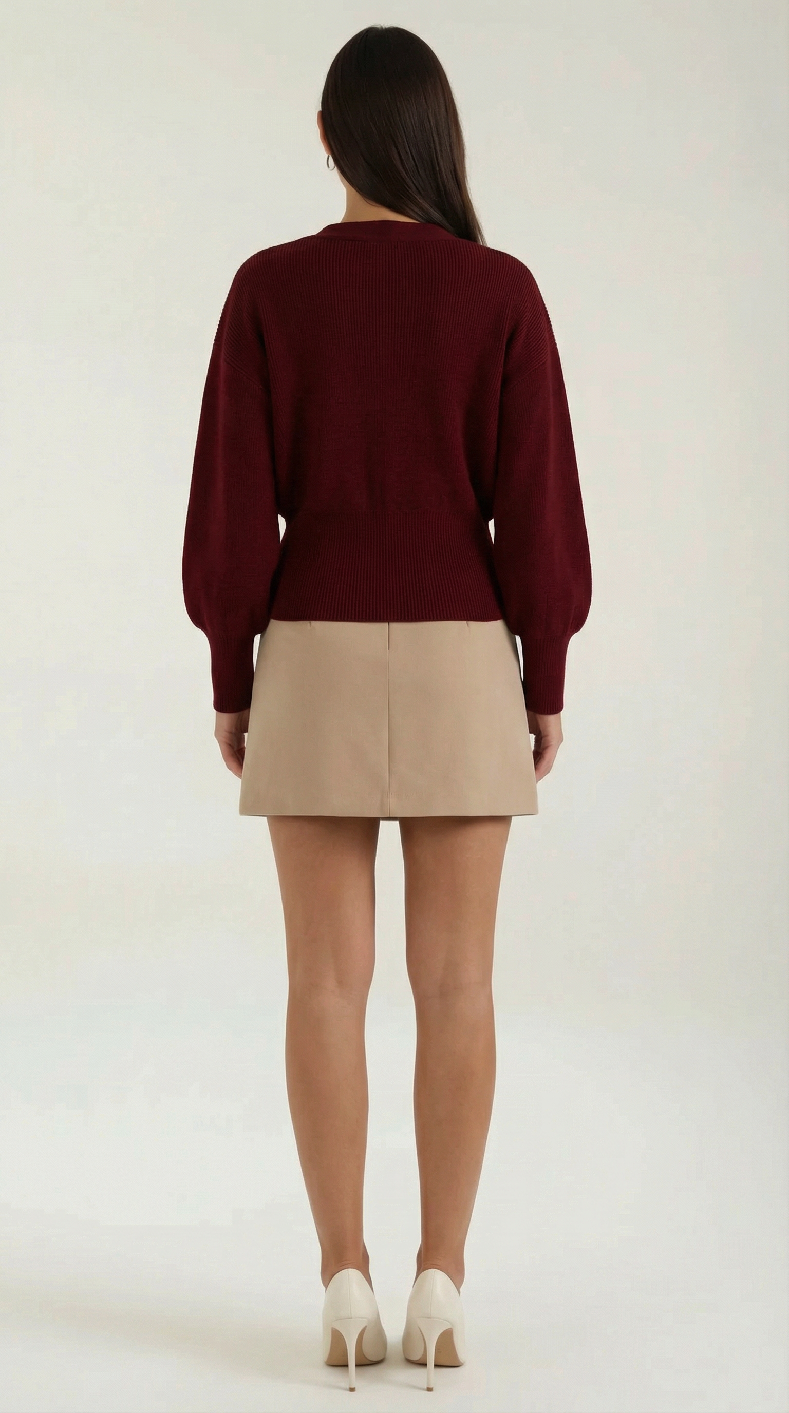 Kathleen Women's Deep V-Neck Knitted Jumper with Gold Button