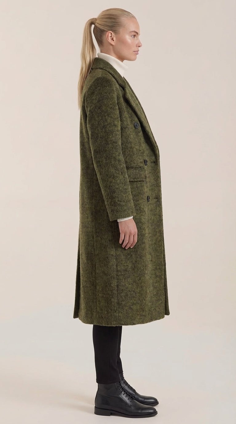 Lucille Women's Double-Breasted Wool-Look Longline Coat