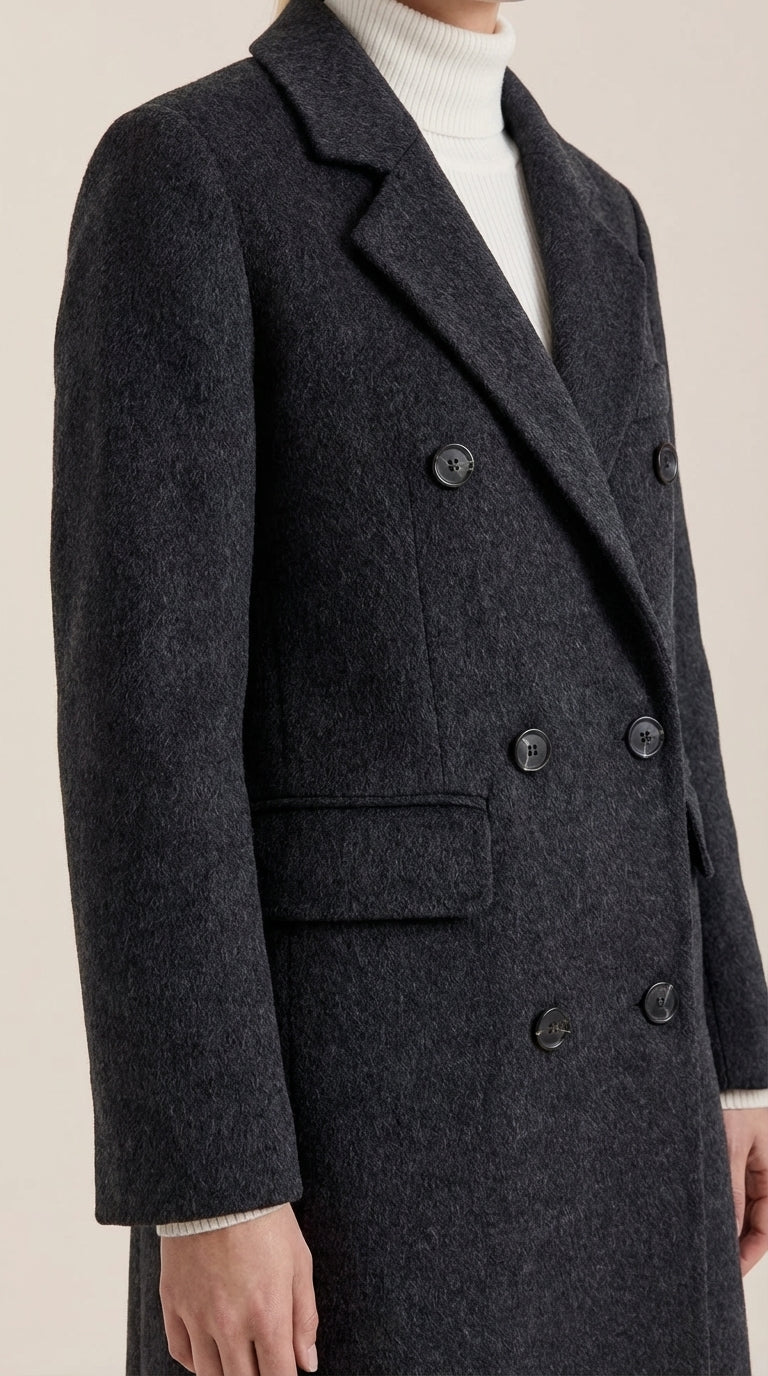 Lucille Women's Double-Breasted Wool-Look Longline Coat