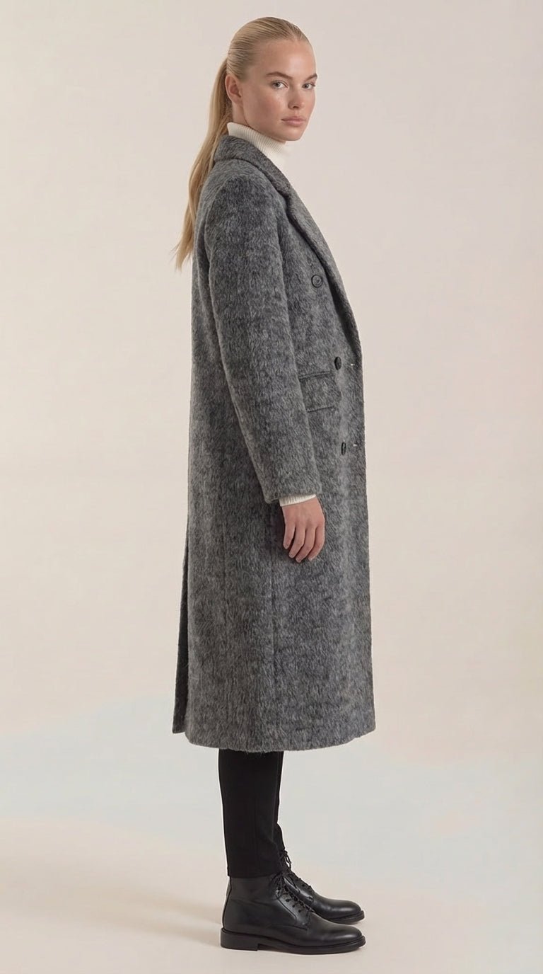 Lucille Women's Double-Breasted Wool-Look Longline Coat