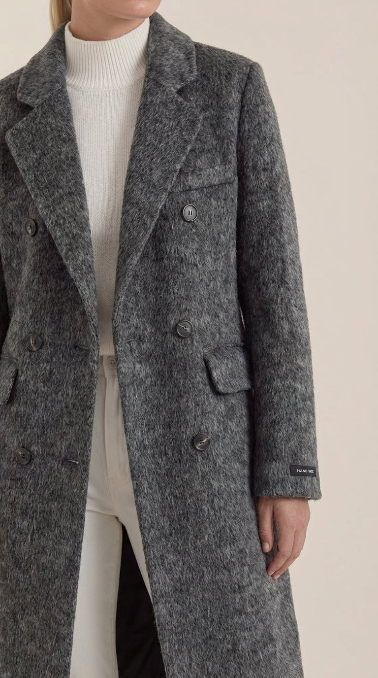 Lucille Women's Double-Breasted Wool-Look Longline Coat