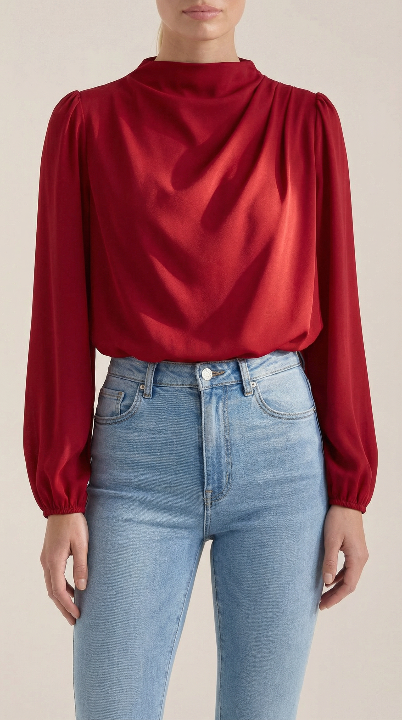 Marcia Women's Draped Relaxed Long Sleeve Blouse
