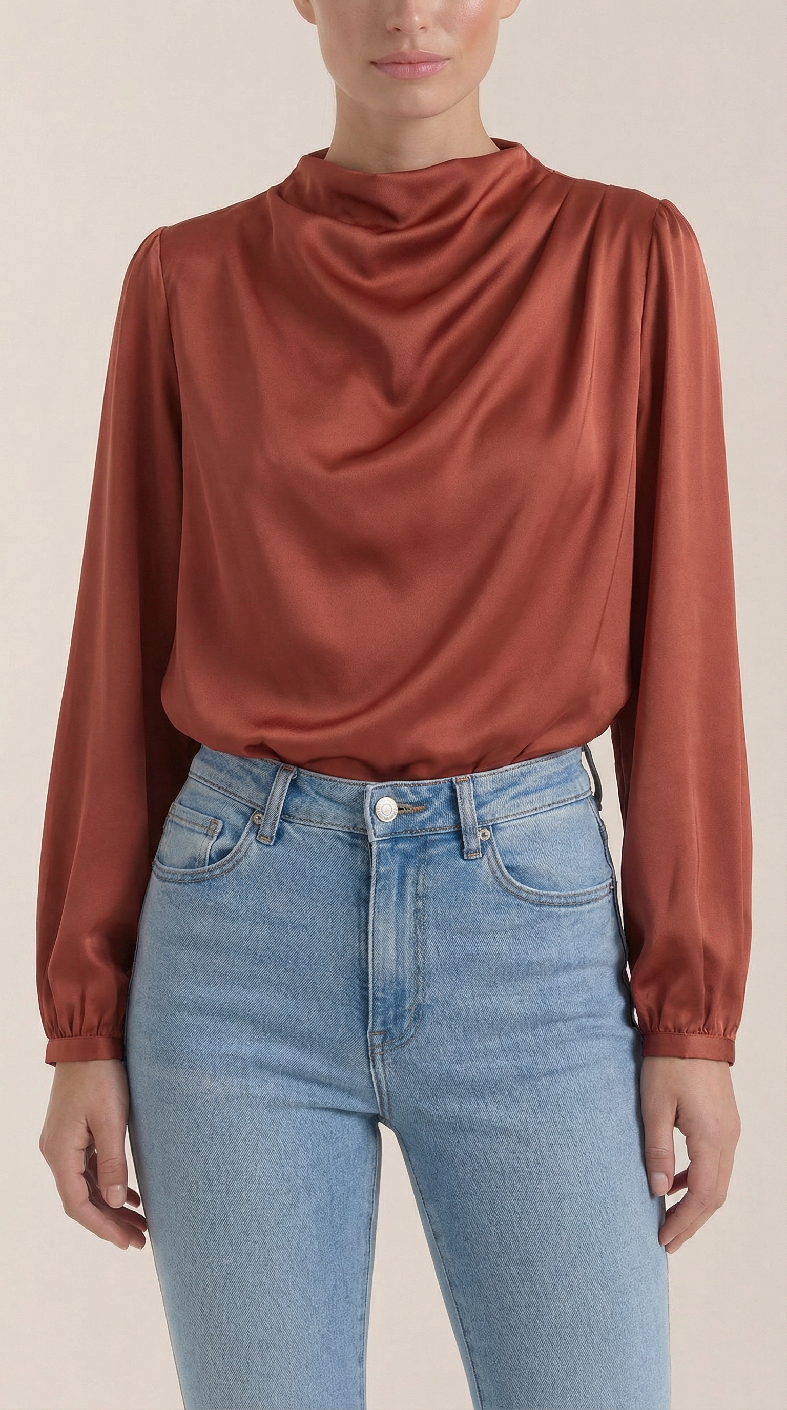 Marcia Women's Draped Relaxed Long Sleeve Blouse