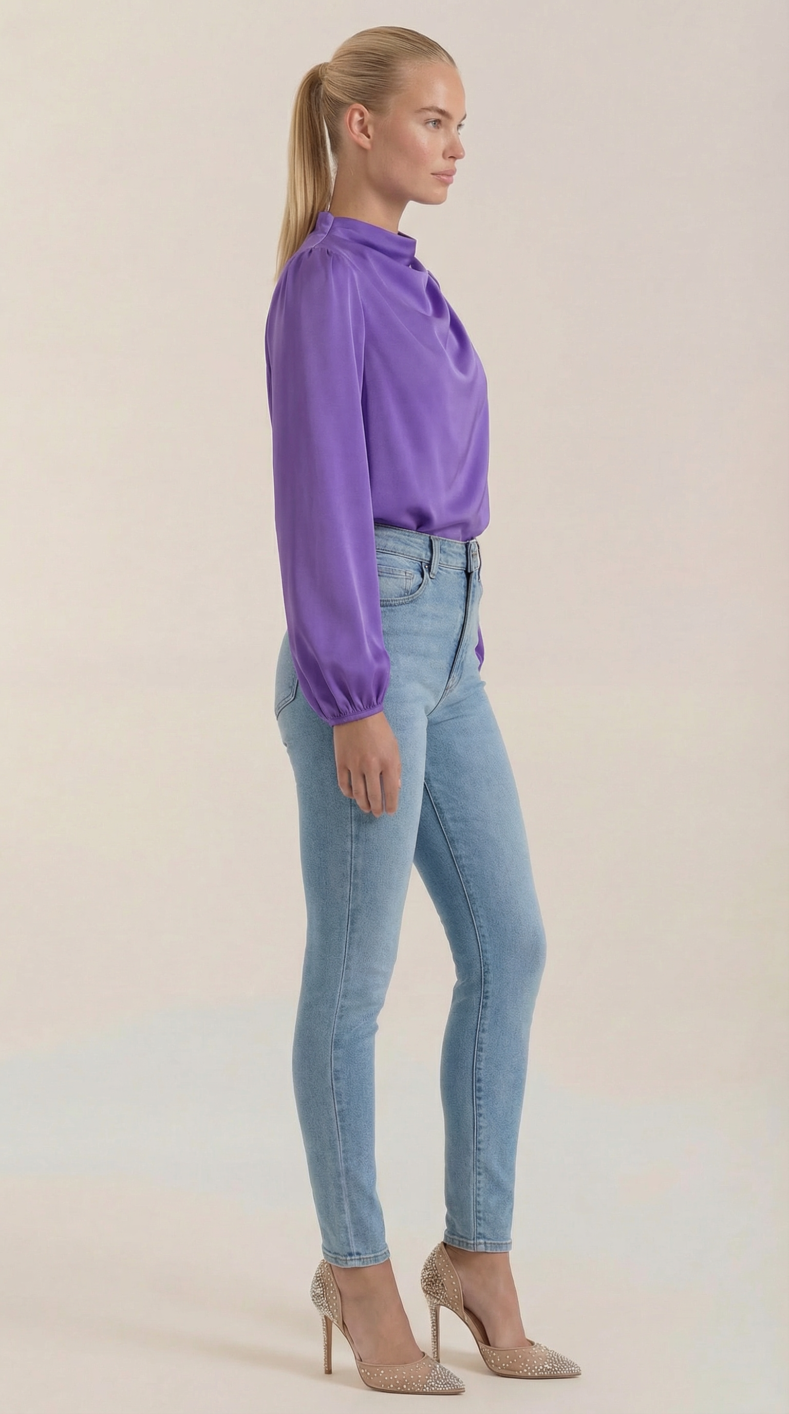 Marcia Women's Draped Relaxed Long Sleeve Blouse