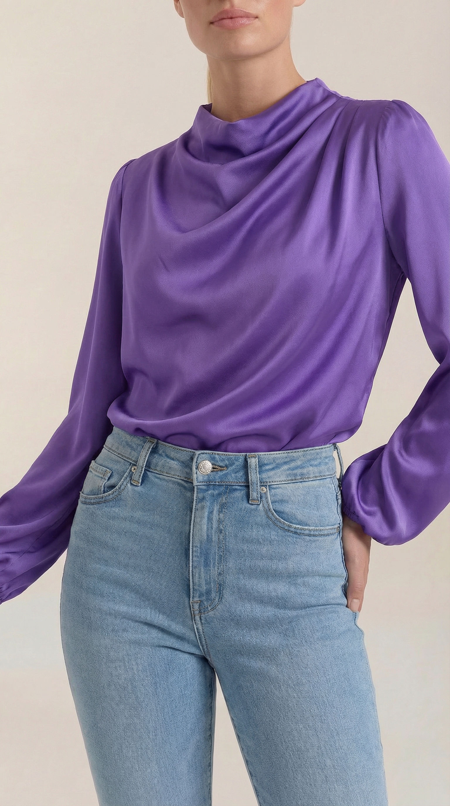 Marcia Women's Draped Relaxed Long Sleeve Blouse