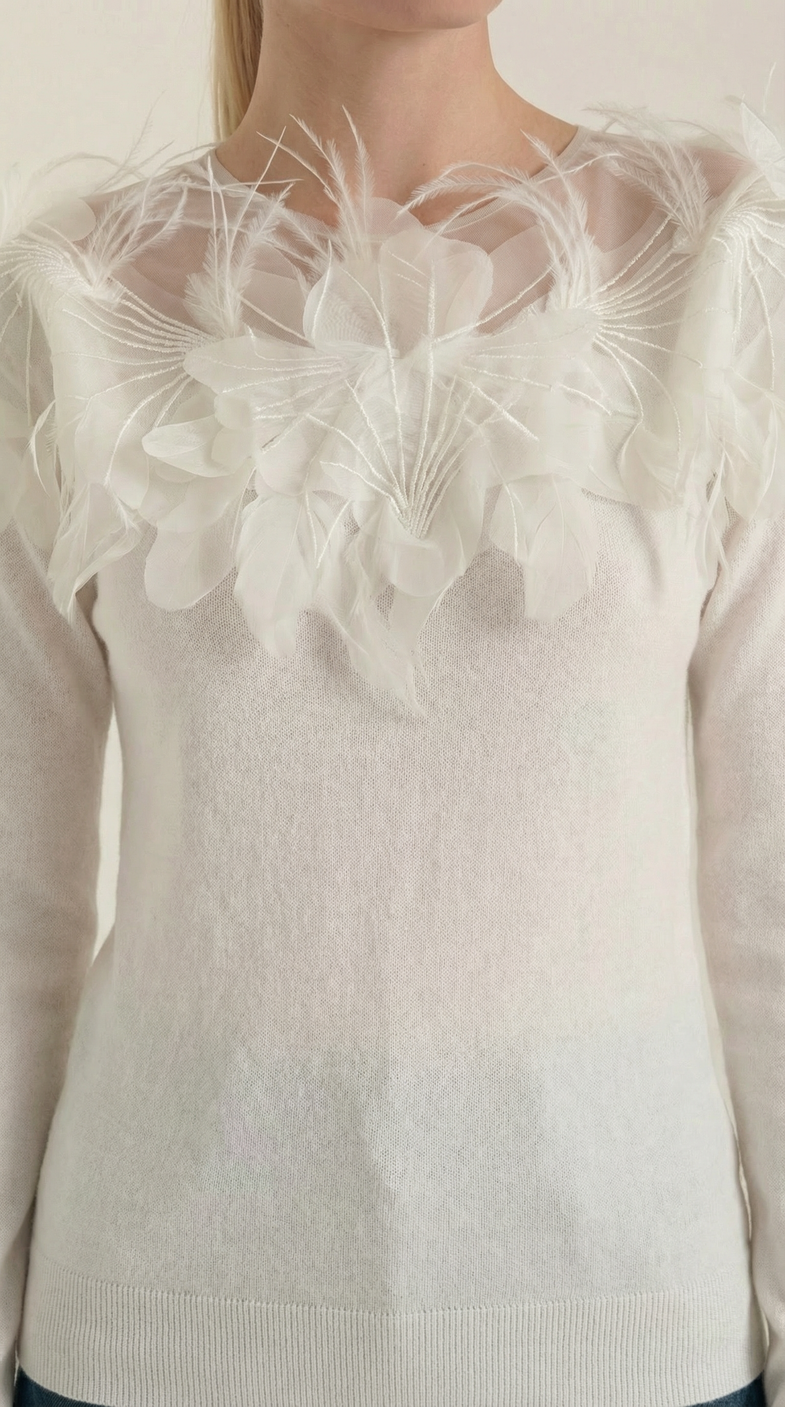 Marguerite Women's Feather-Trim Knitted Jumper