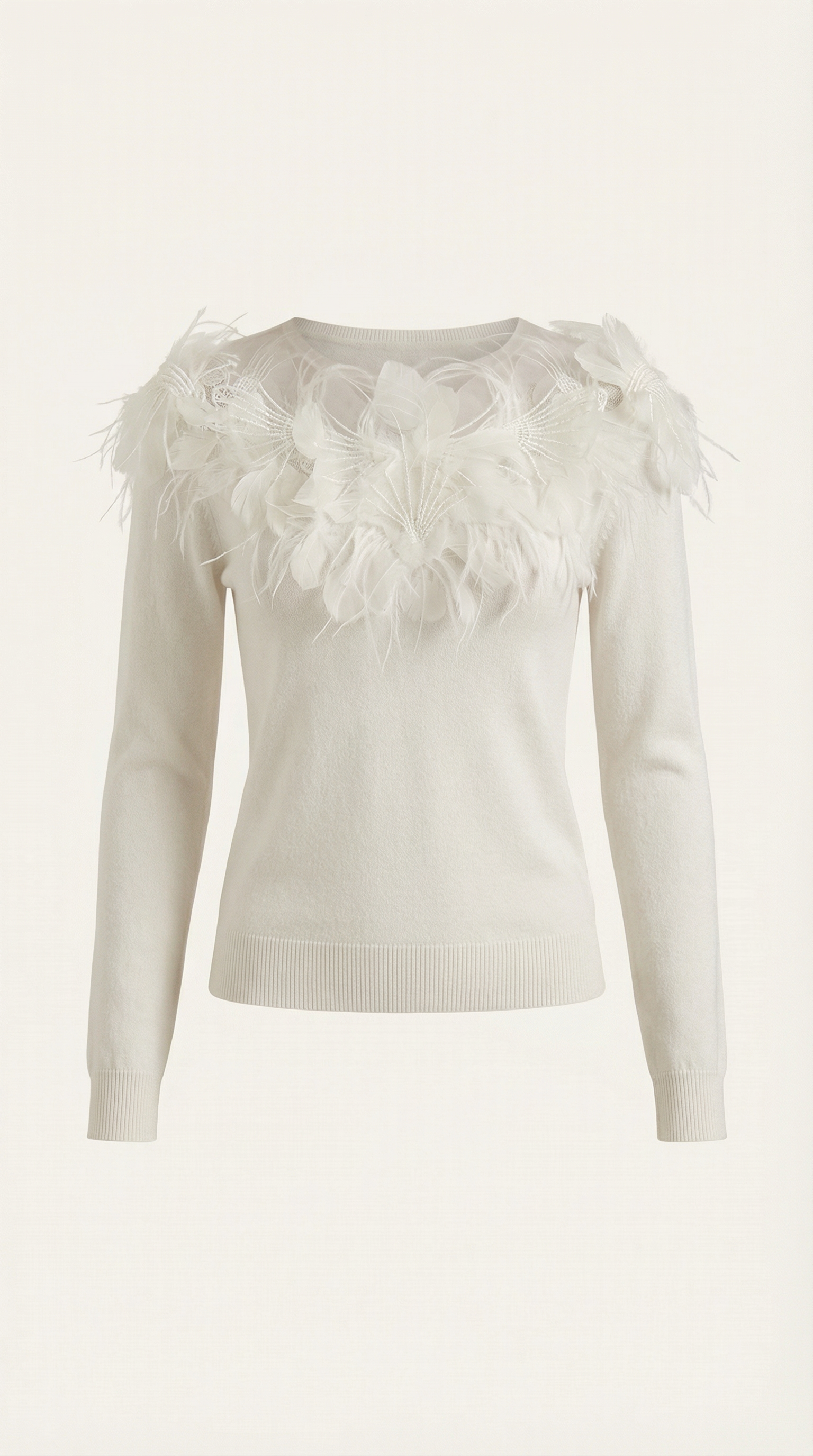 Marguerite Women's Feather-Trim Knitted Jumper