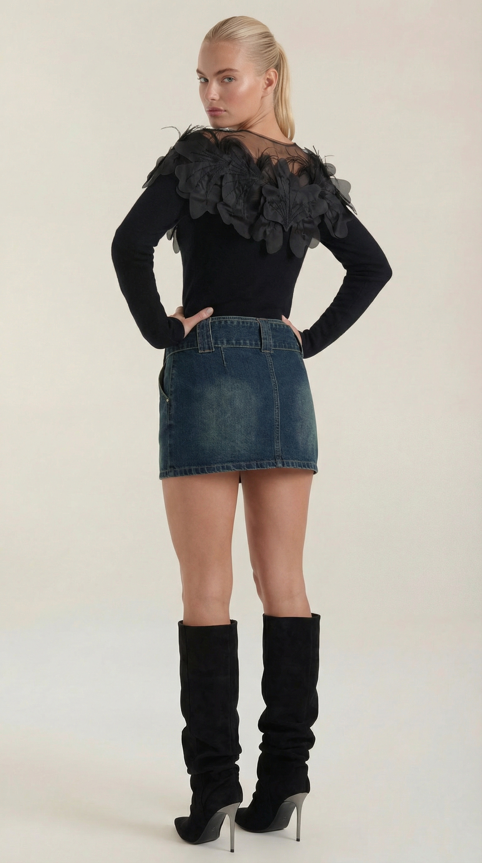 Marguerite Women's Feather-Trim Knitted Jumper