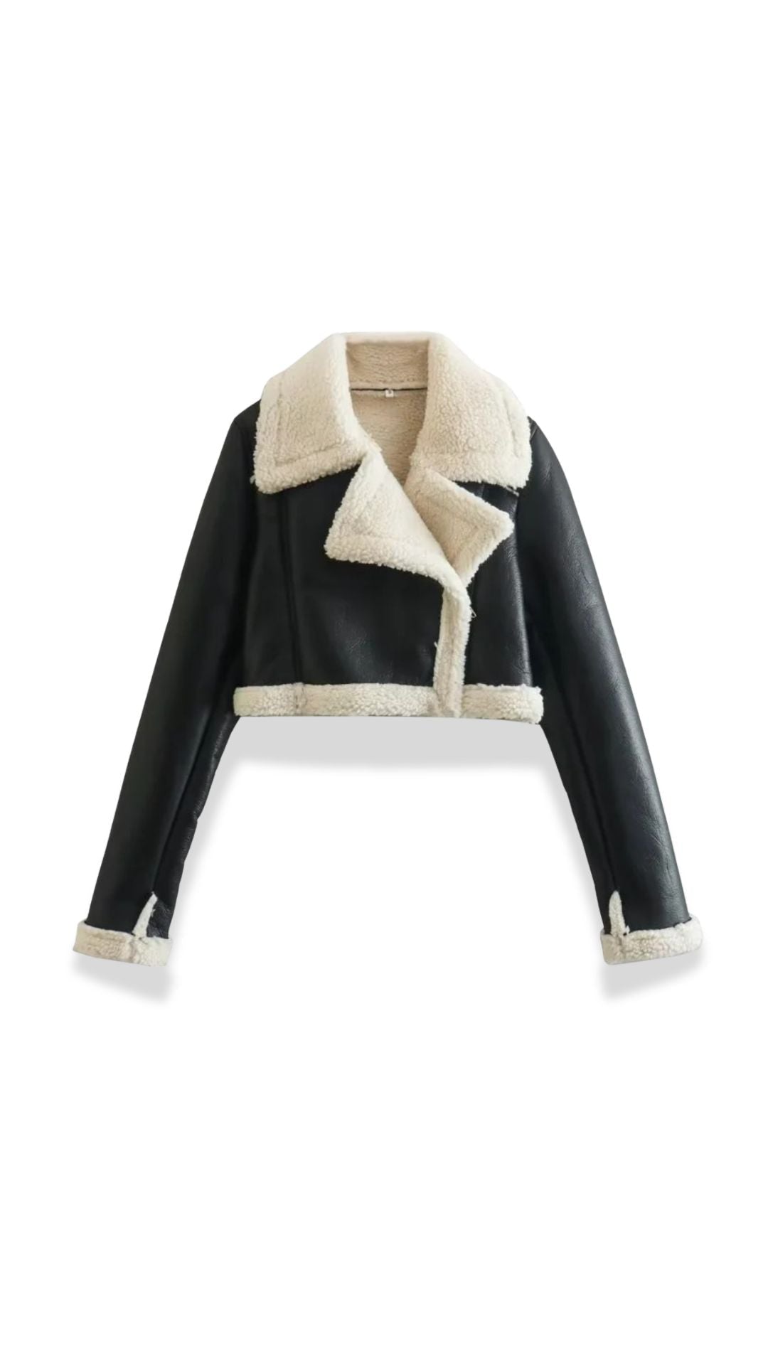 Marie Women's Cropped Faux Shearling Trim Aviator Jacket