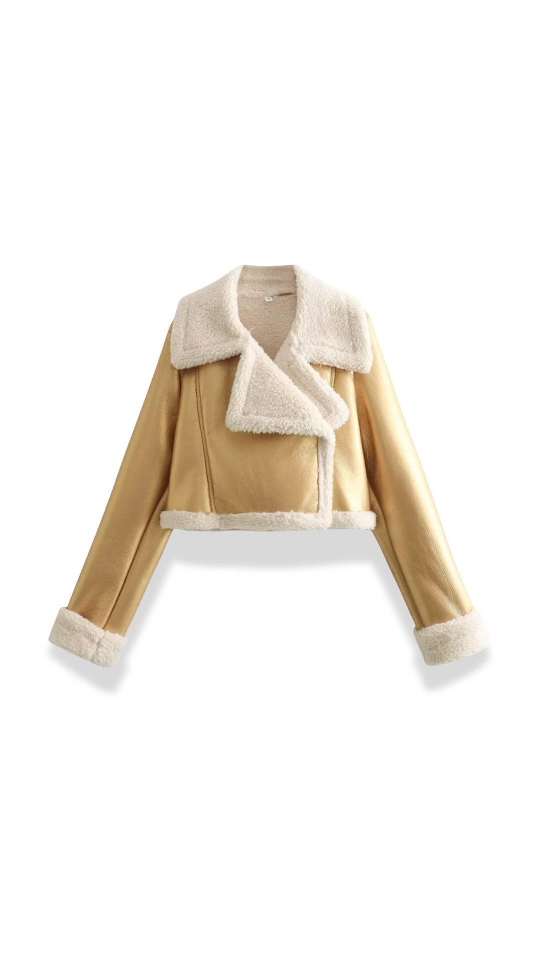 Marie Women's Cropped Faux Shearling Trim Aviator Jacket
