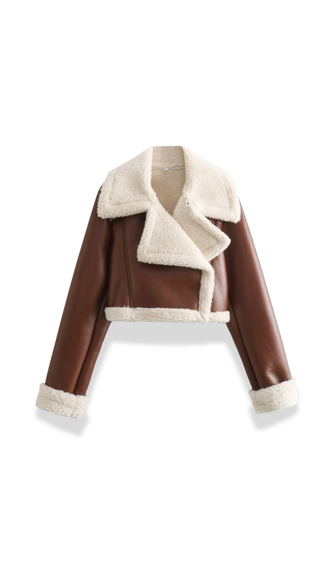 Marie Women's Cropped Faux Shearling Trim Aviator Jacket