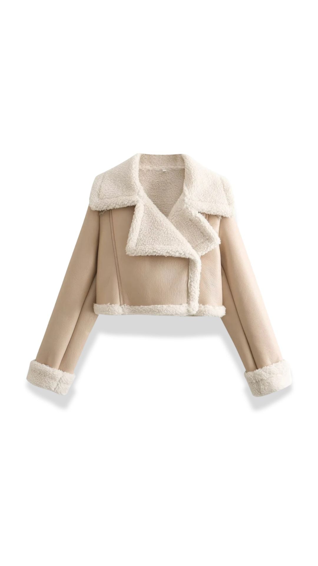 Marie Women's Cropped Faux Shearling Trim Aviator Jacket