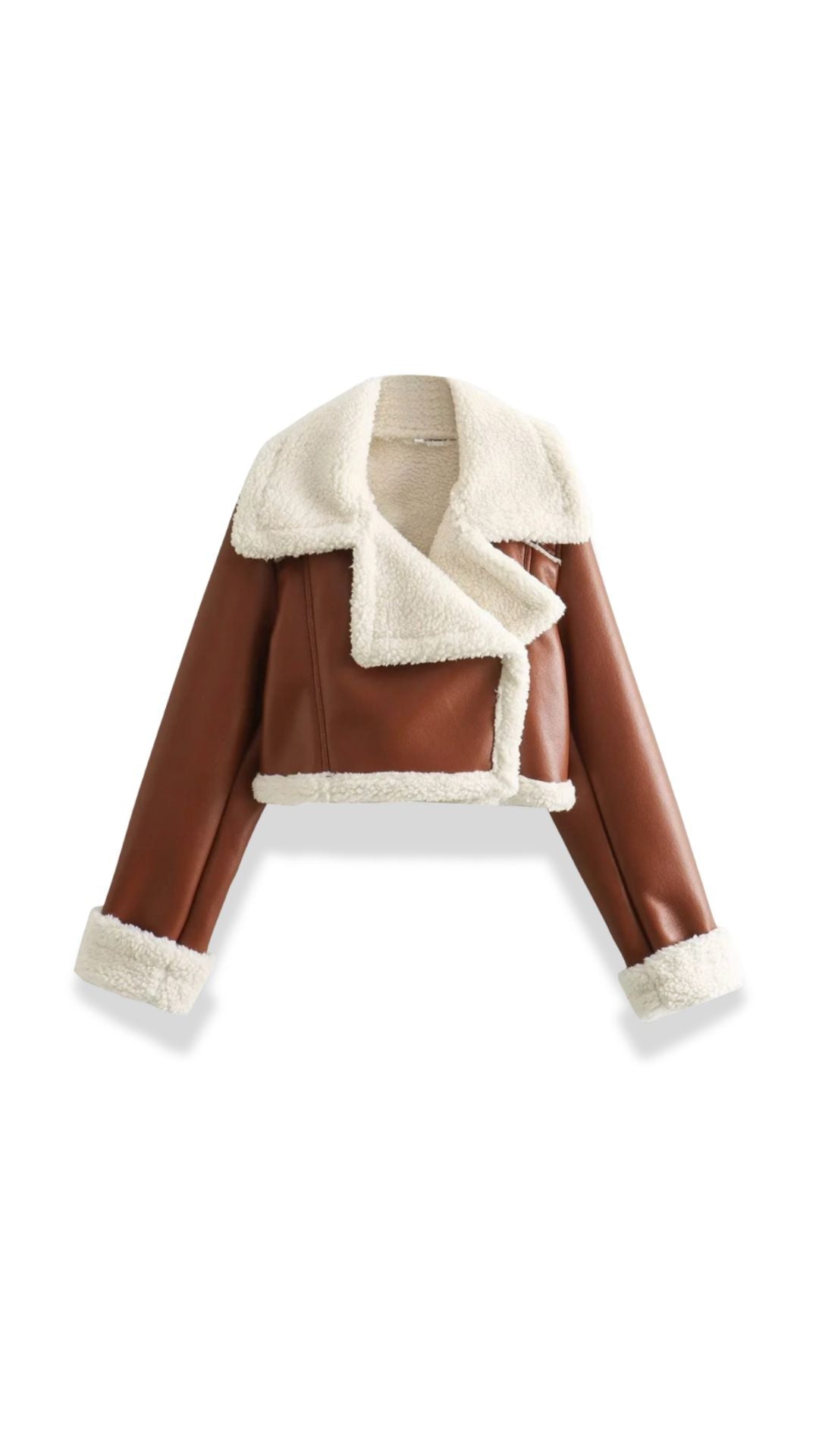 Marie Women's Cropped Faux Shearling Trim Aviator Jacket