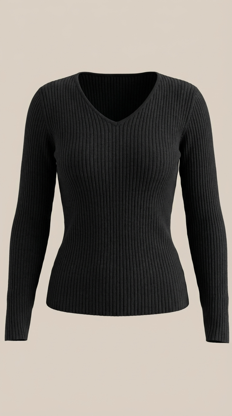 Michelle Women's Soft Ribbed V-Neck Knit Jumper