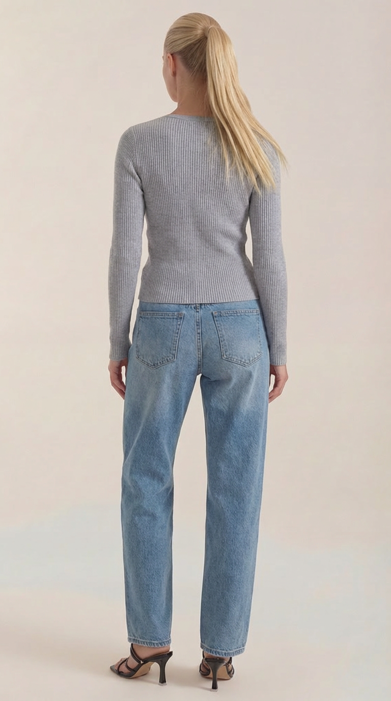 Michelle Women's Soft Ribbed V-Neck Knit Jumper