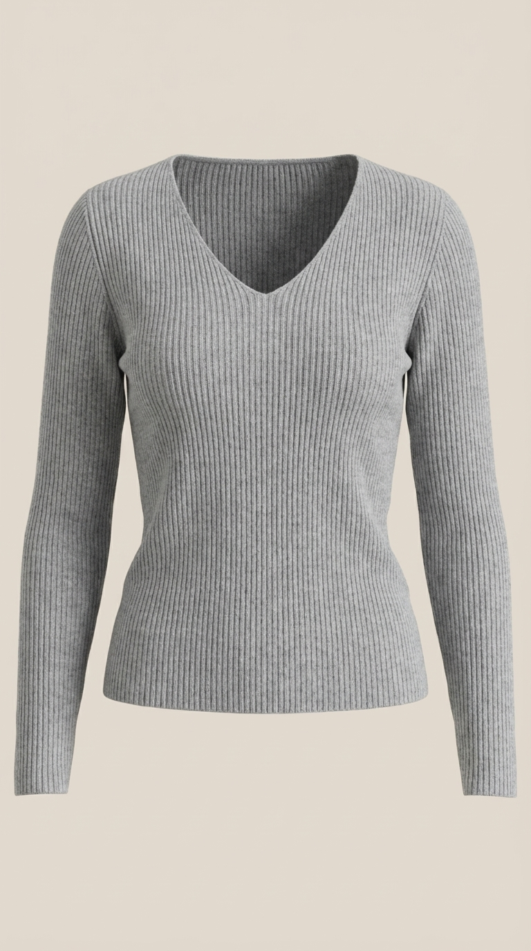 Michelle Women's Soft Ribbed V-Neck Knit Jumper