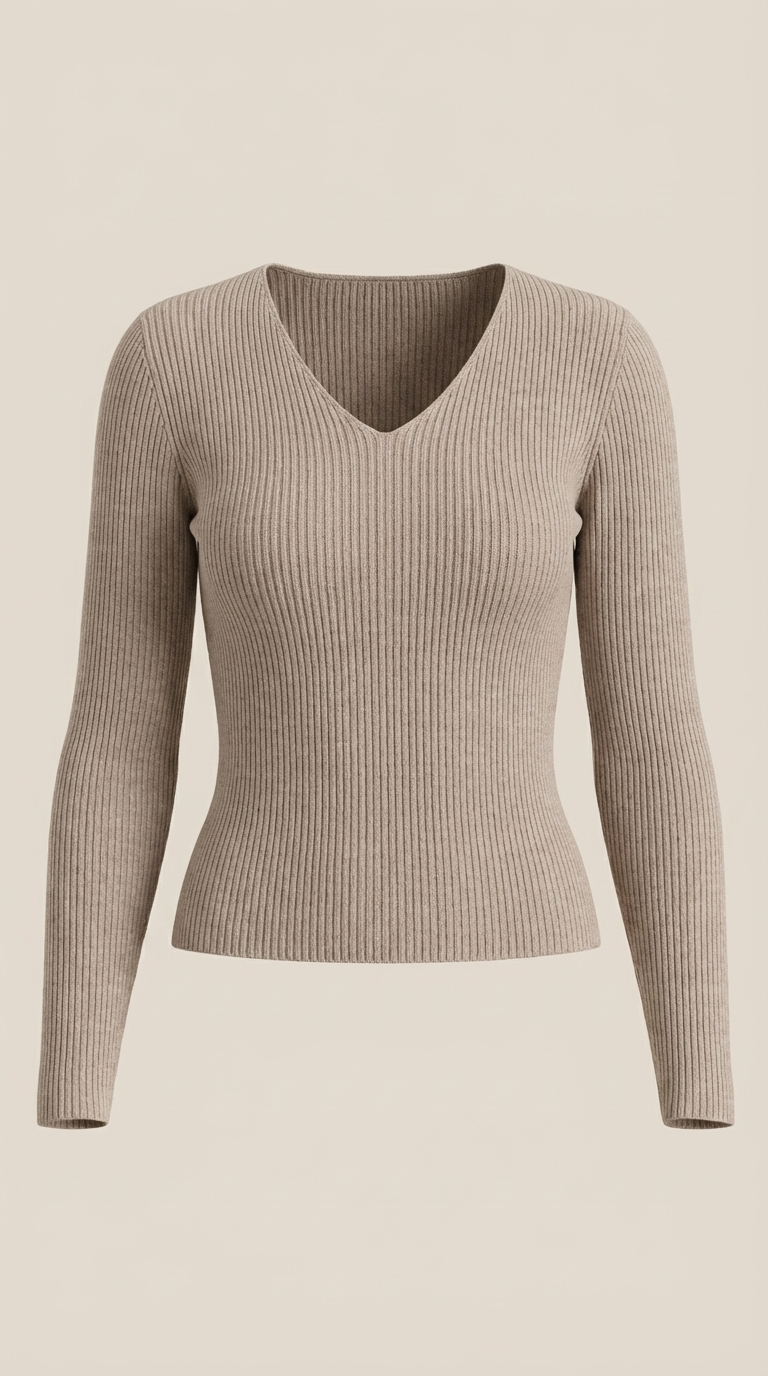 Michelle Women's Soft Ribbed V-Neck Knit Jumper