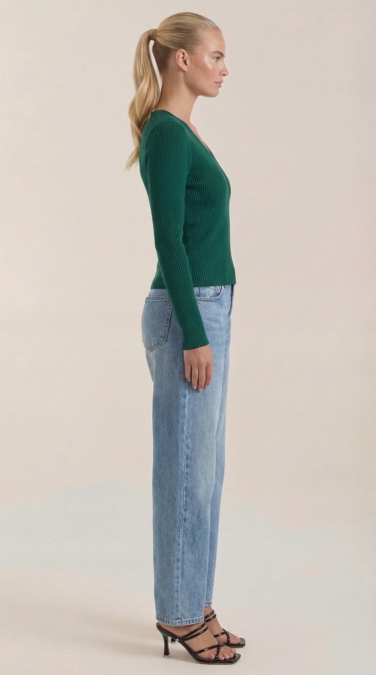 Michelle Women's Soft Ribbed V-Neck Knit Jumper
