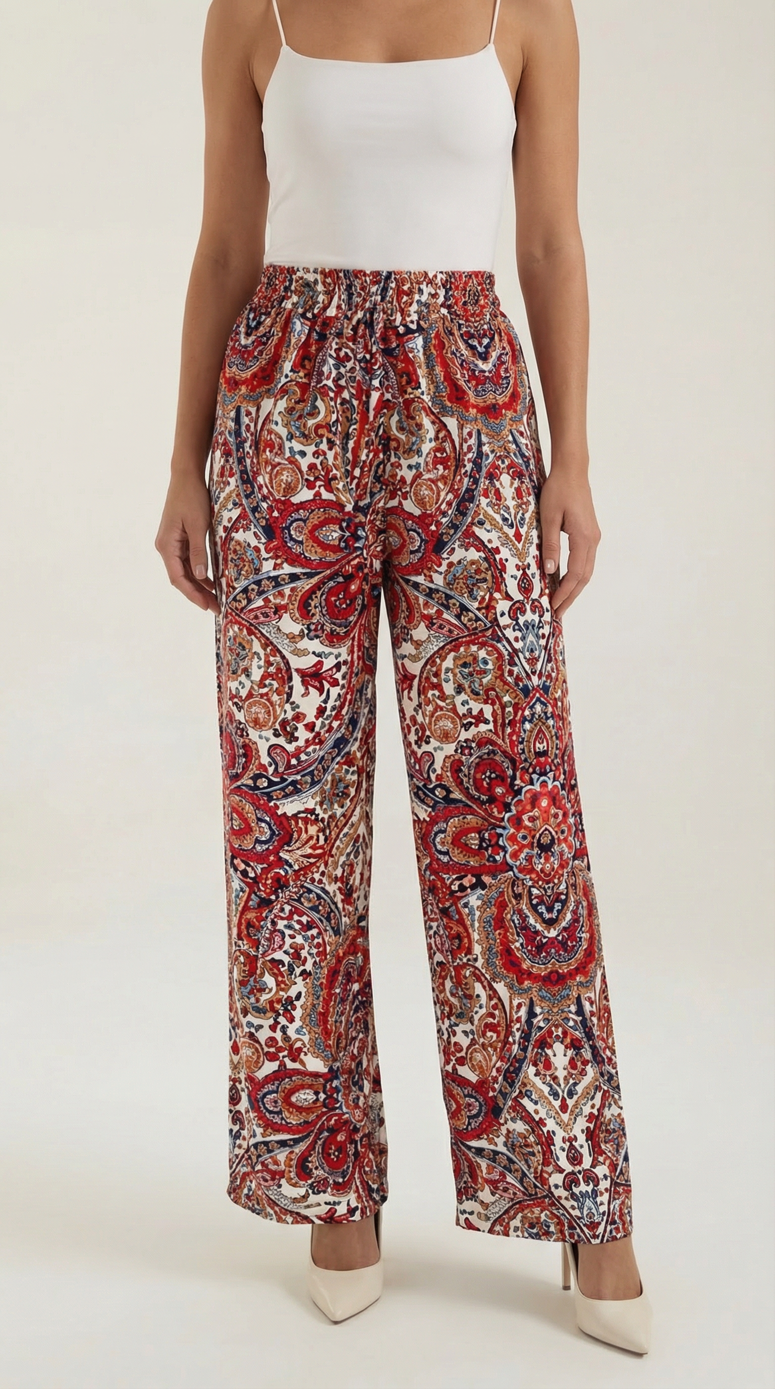 Pam Women's Flowy Wide Leg Paisley Print Trousers