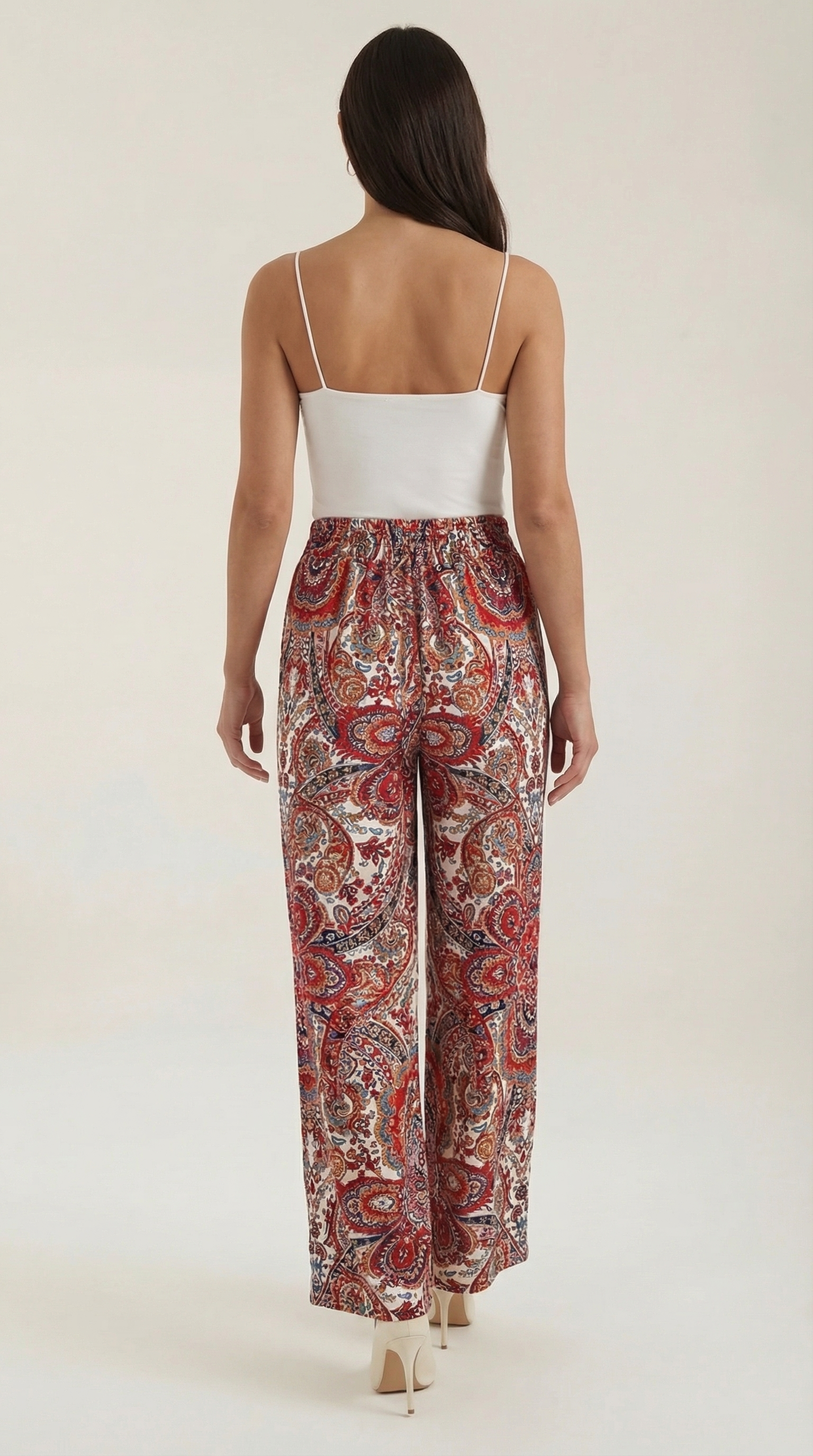 Pam Women's Flowy Wide Leg Paisley Print Trousers