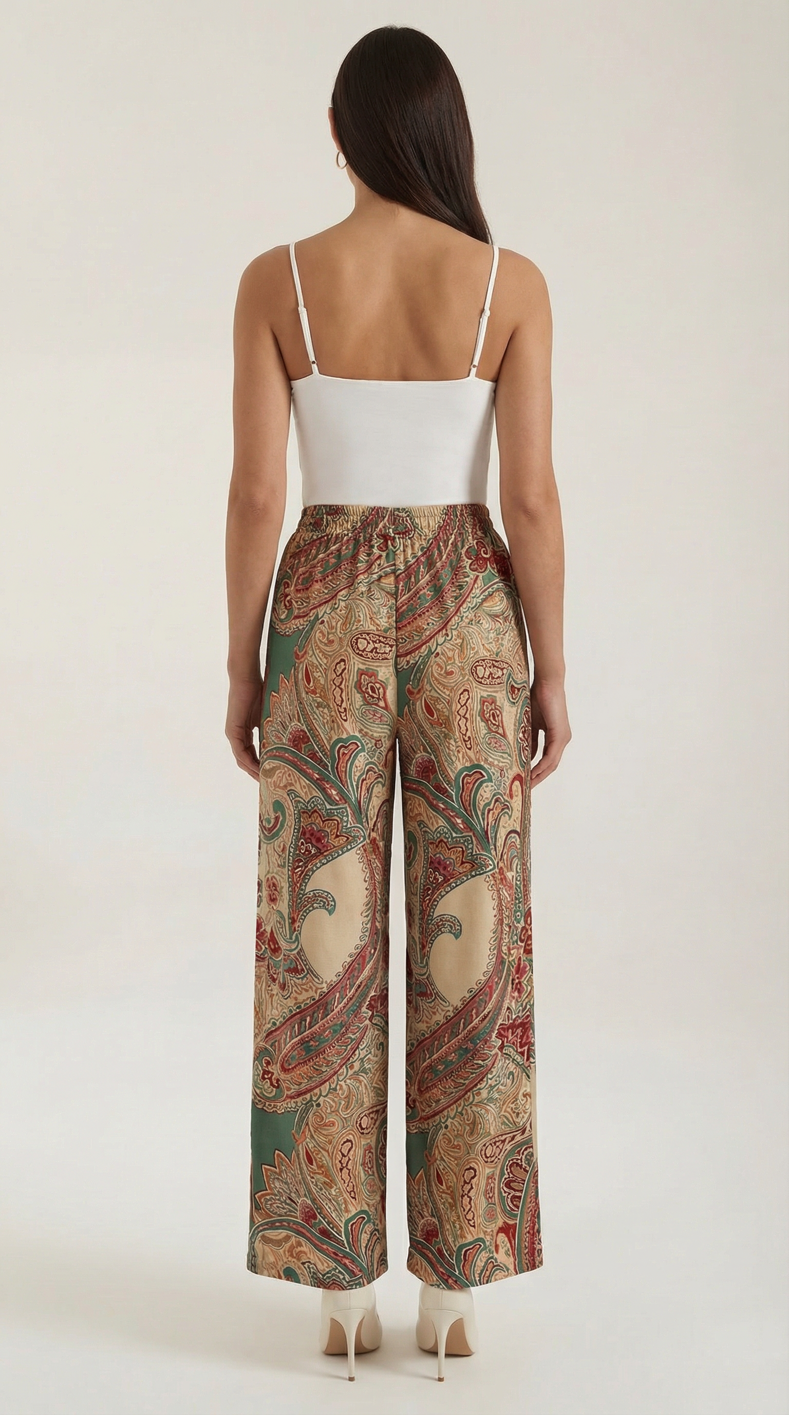 Pam Women's Flowy Wide Leg Paisley Print Trousers