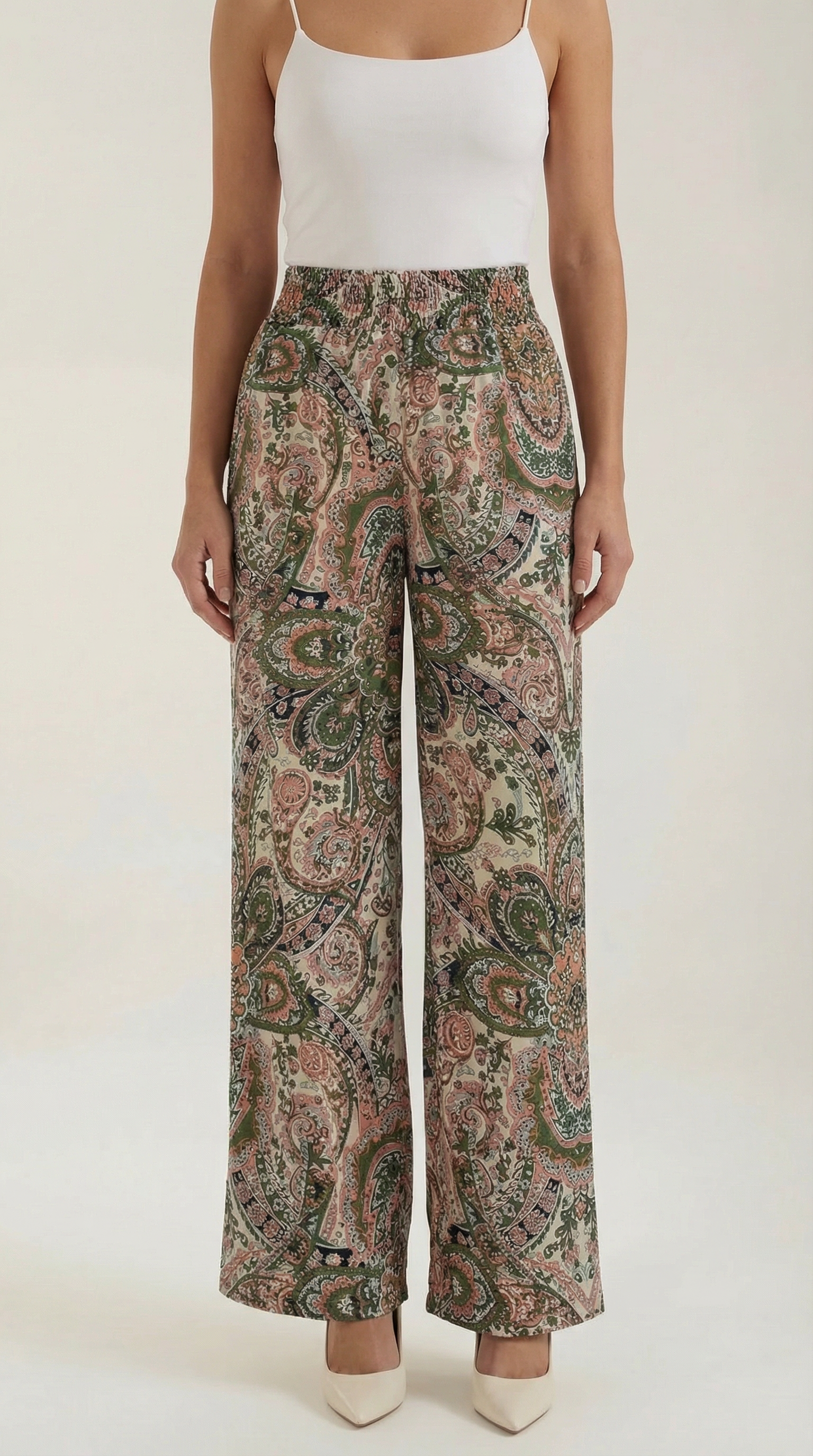 Pam Women's Flowy Wide Leg Paisley Print Trousers
