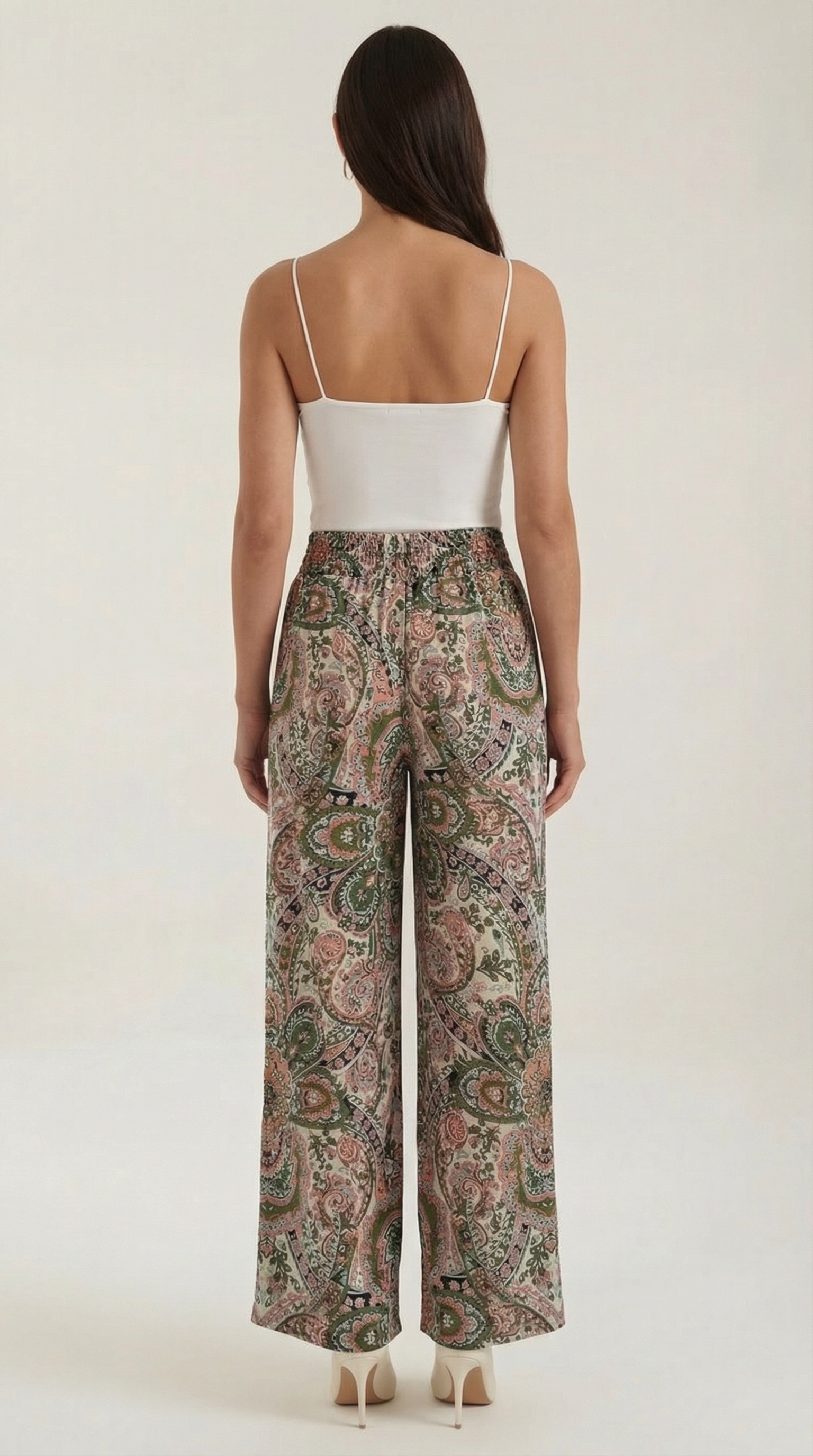 Pam Women's Flowy Wide Leg Paisley Print Trousers